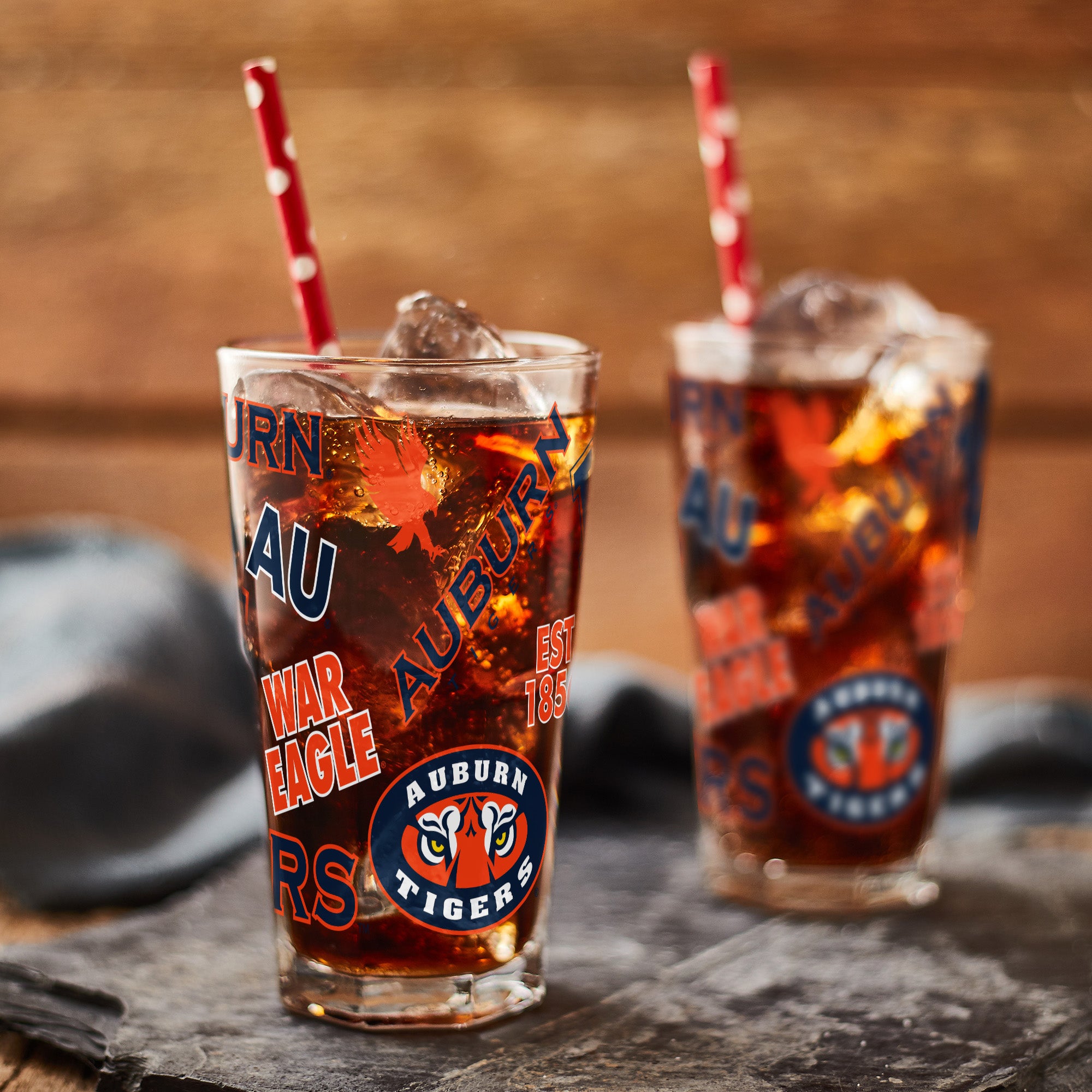 Set of 4 Auburn Tigers 16oz Medley Pint Glasses