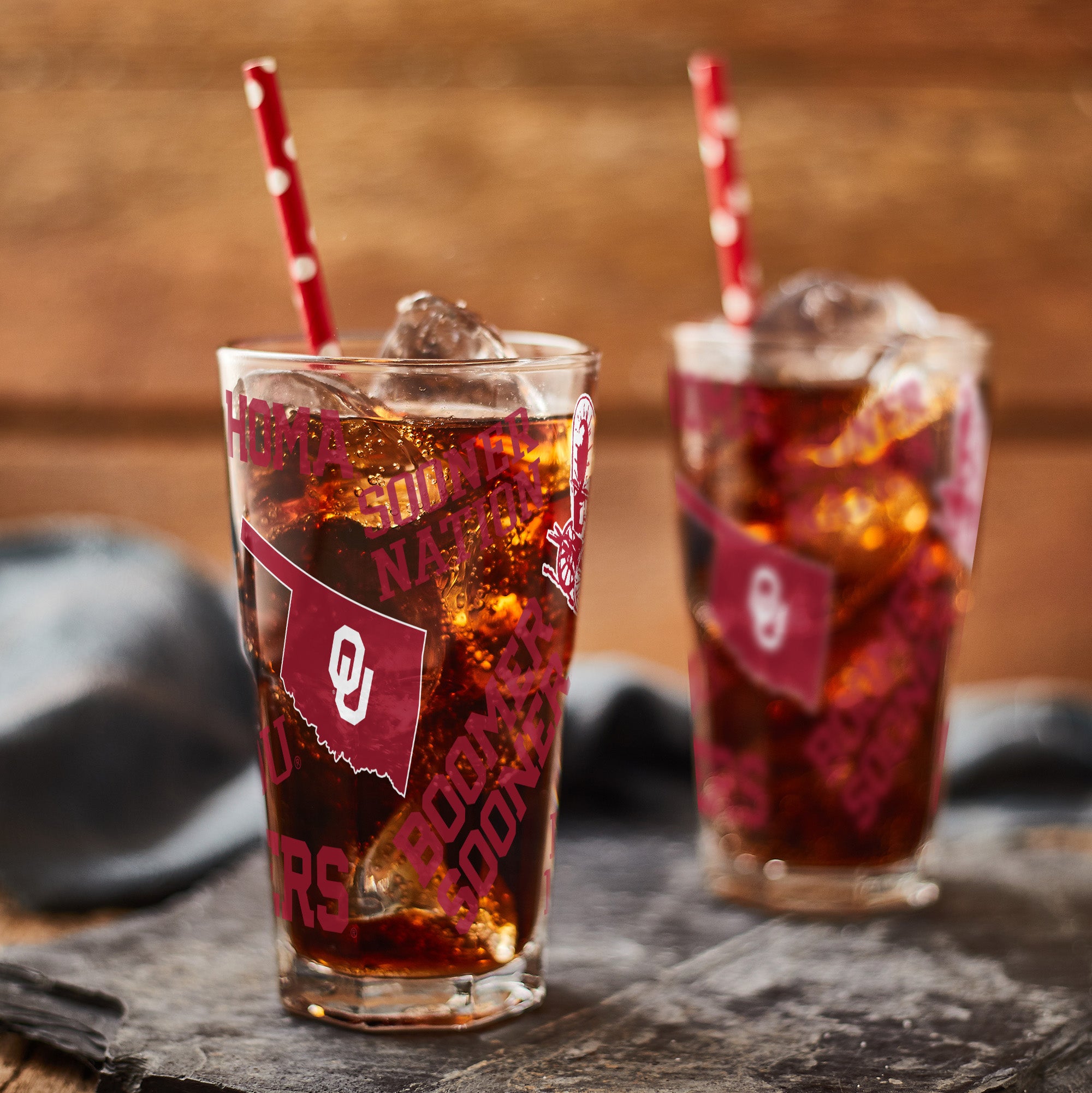 Set of 4 Oklahoma Sooners 16oz Medley Pint Glasses