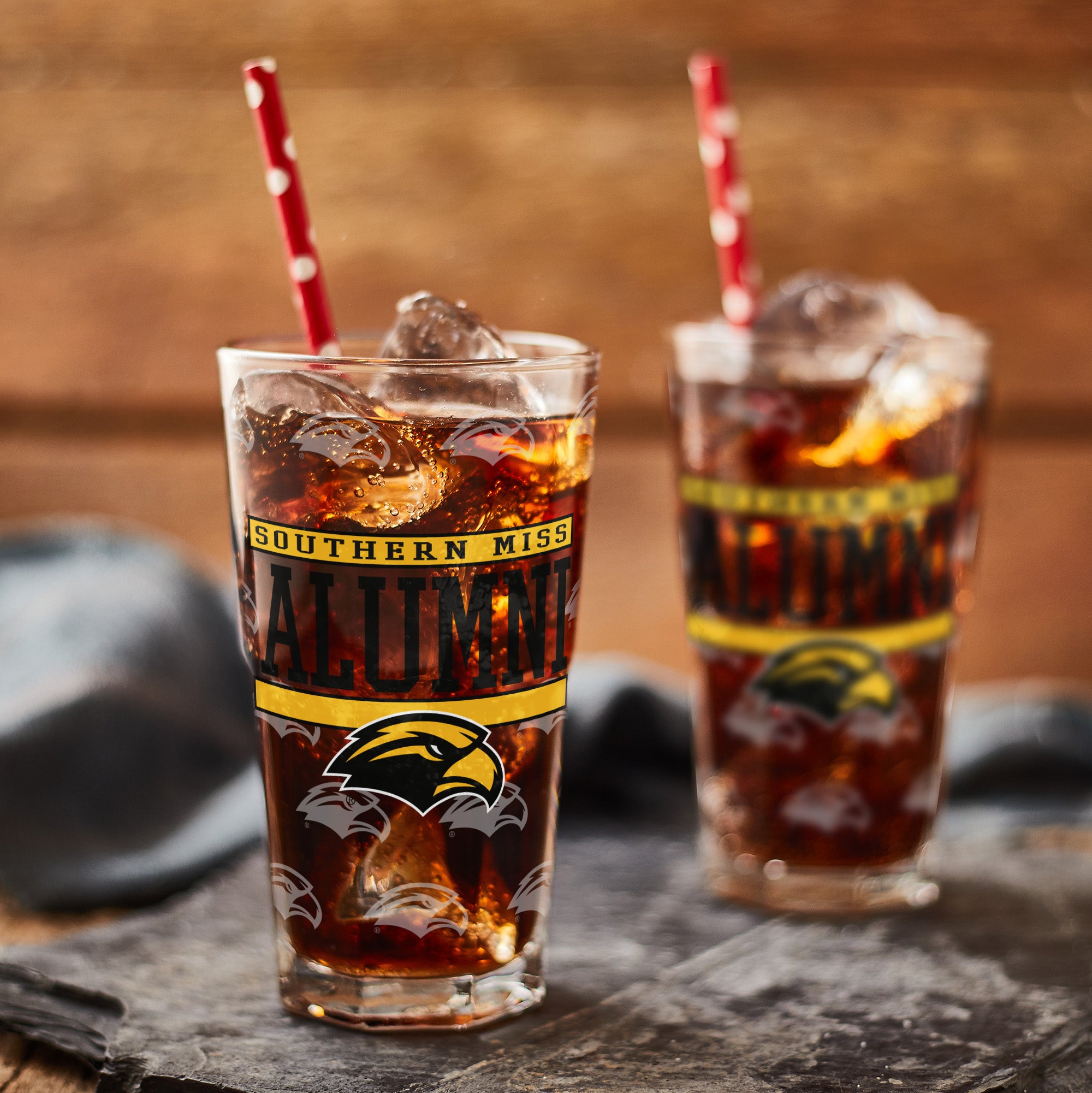 Set of 2 Southern Miss Golden Eagles 16oz Alumni Pints
