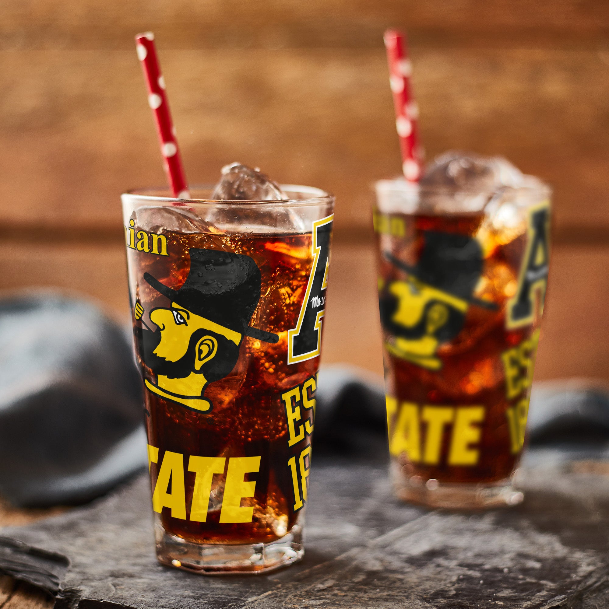 Set of 2 App State Mountaineers 16oz Medley Pint Glasses