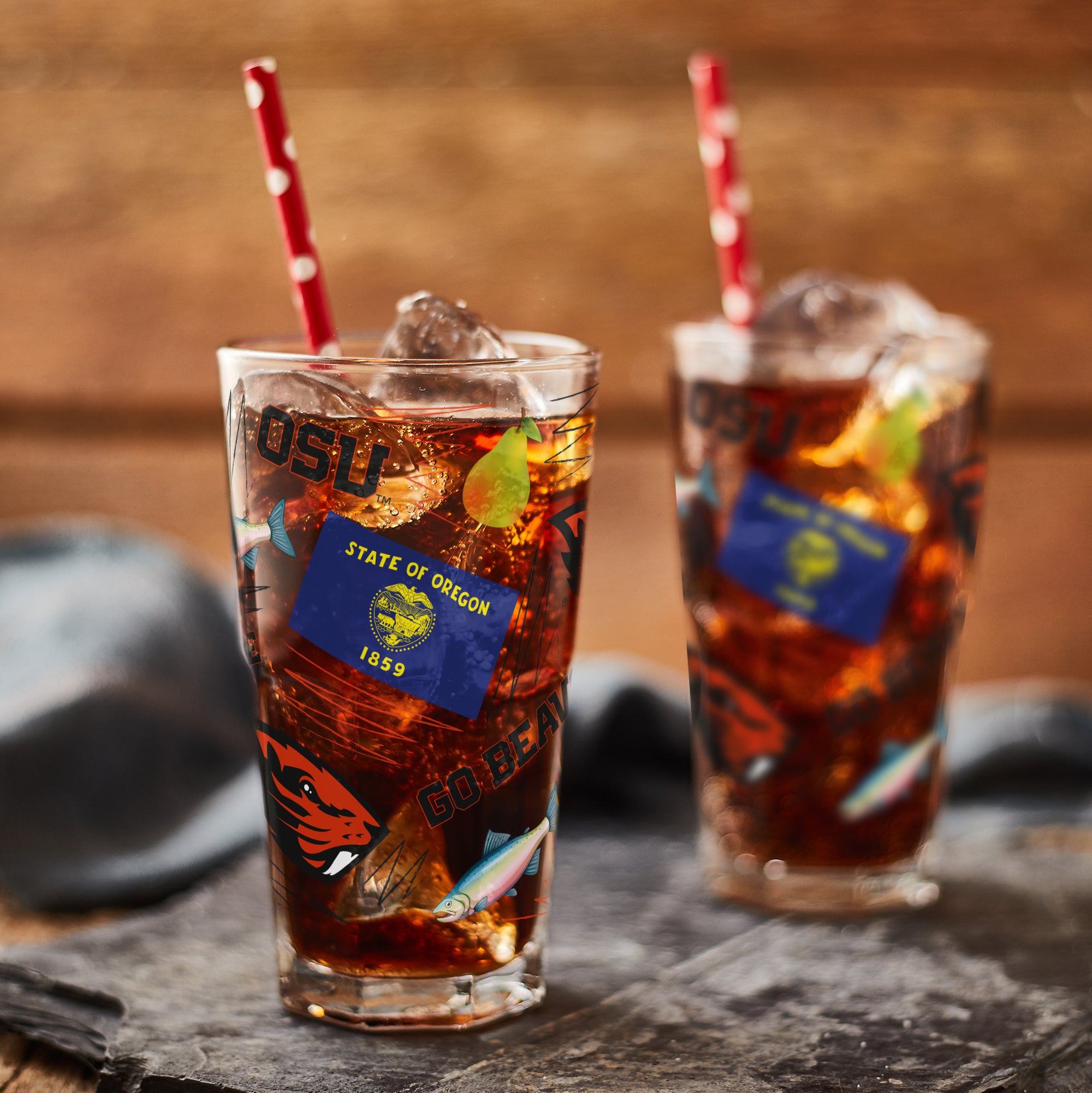 Set of 2 Oregon State Beavers Local 16oz Pints