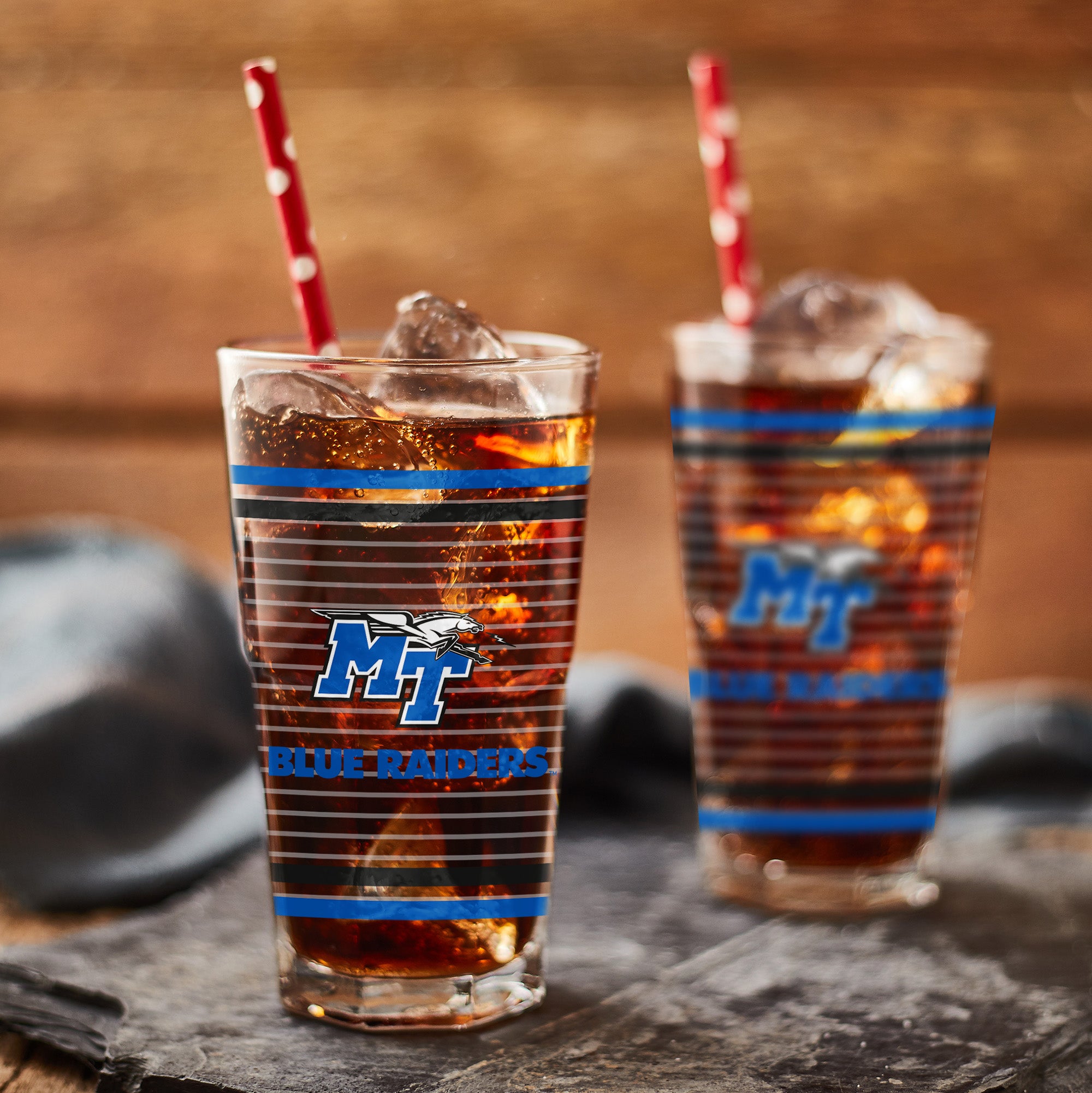 Set of 2 Middle Tennessee Blue Raiders 16oz Ring Pints