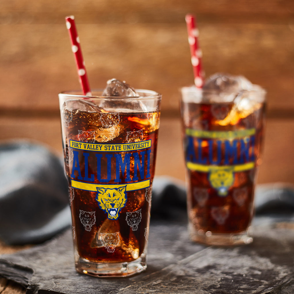 Set of 2 Fort Valley State Wildcats 16oz XD Alumni Pints