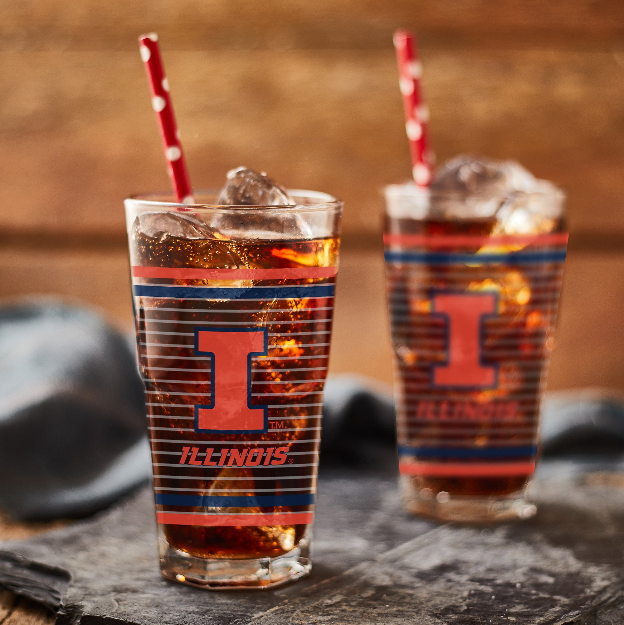 Set of 2 Illinois Fighting Illini 16oz Ring Pints