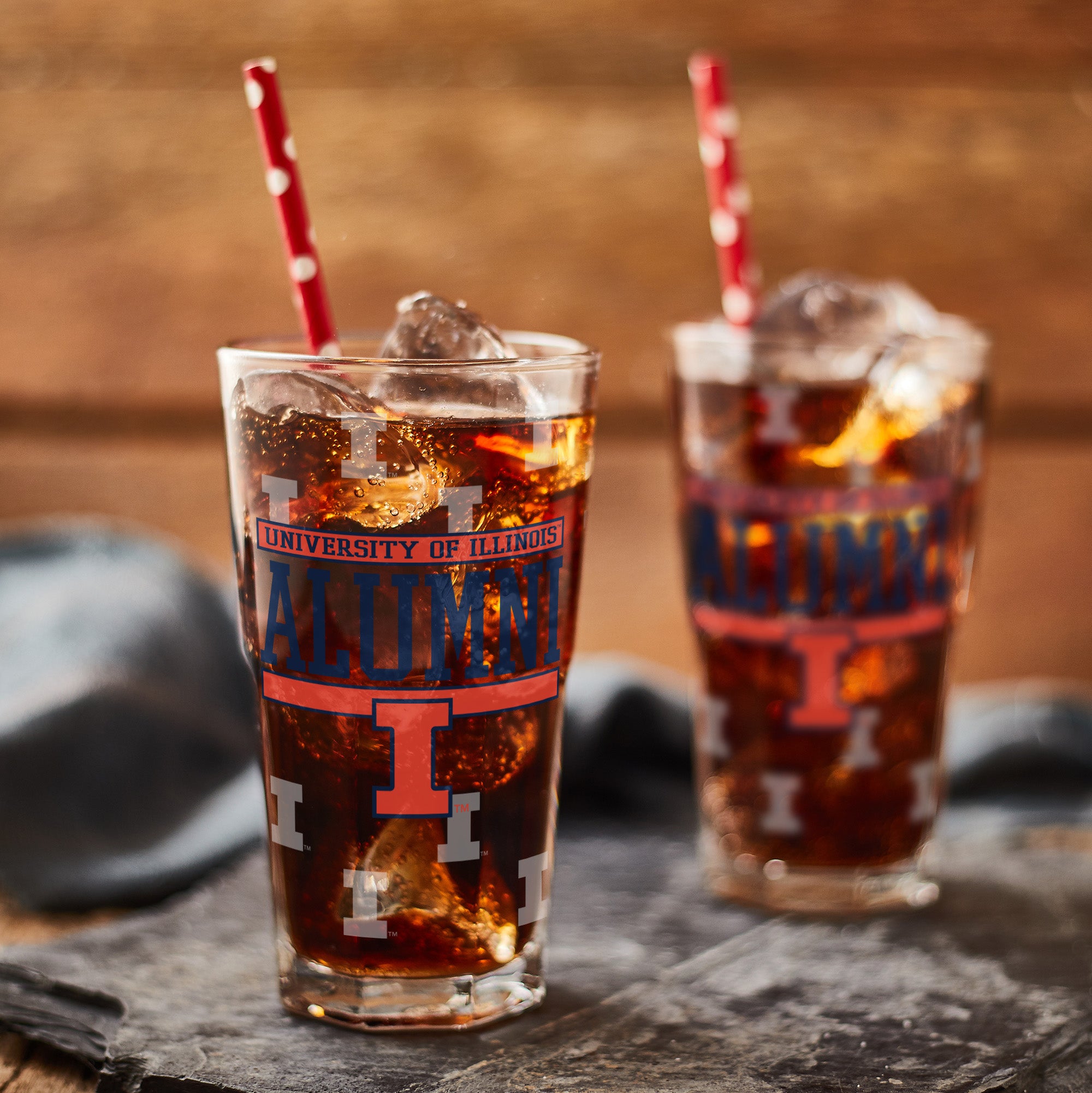 Set of 2 Illinois Fighting Illini 16oz Alumni Pints