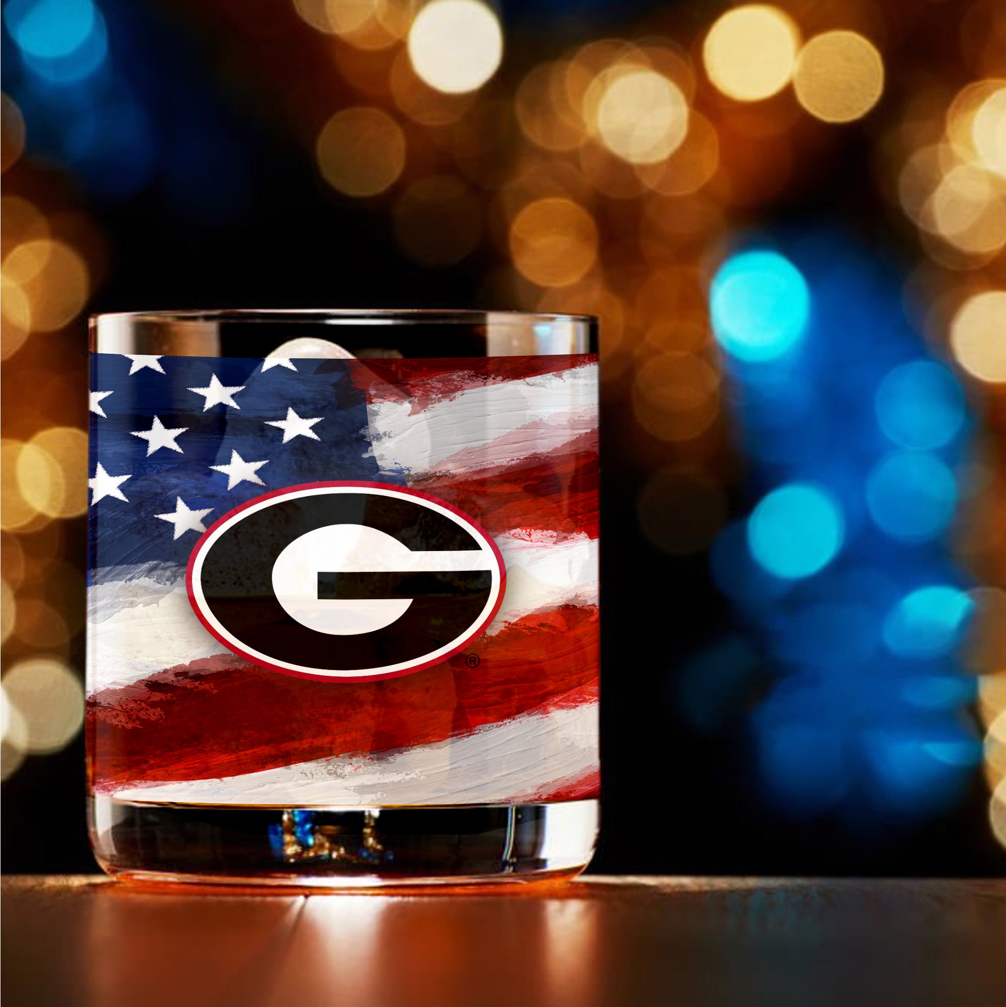 Set of 2 Georgia Bulldogs 14oz Americana Rocks Glasses