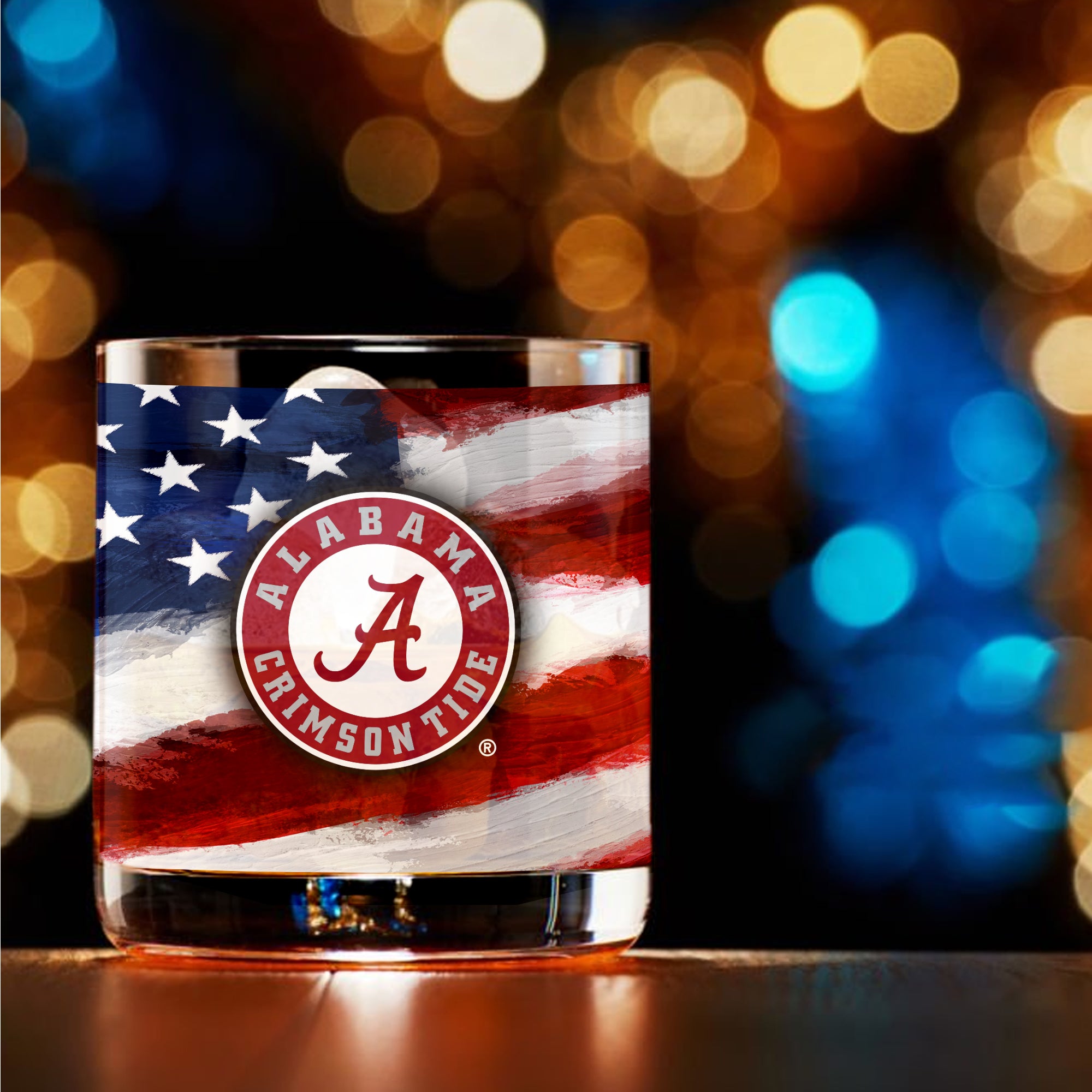 Set of 2 Alabama Crimson Tide 14oz Americana Rocks Glasses