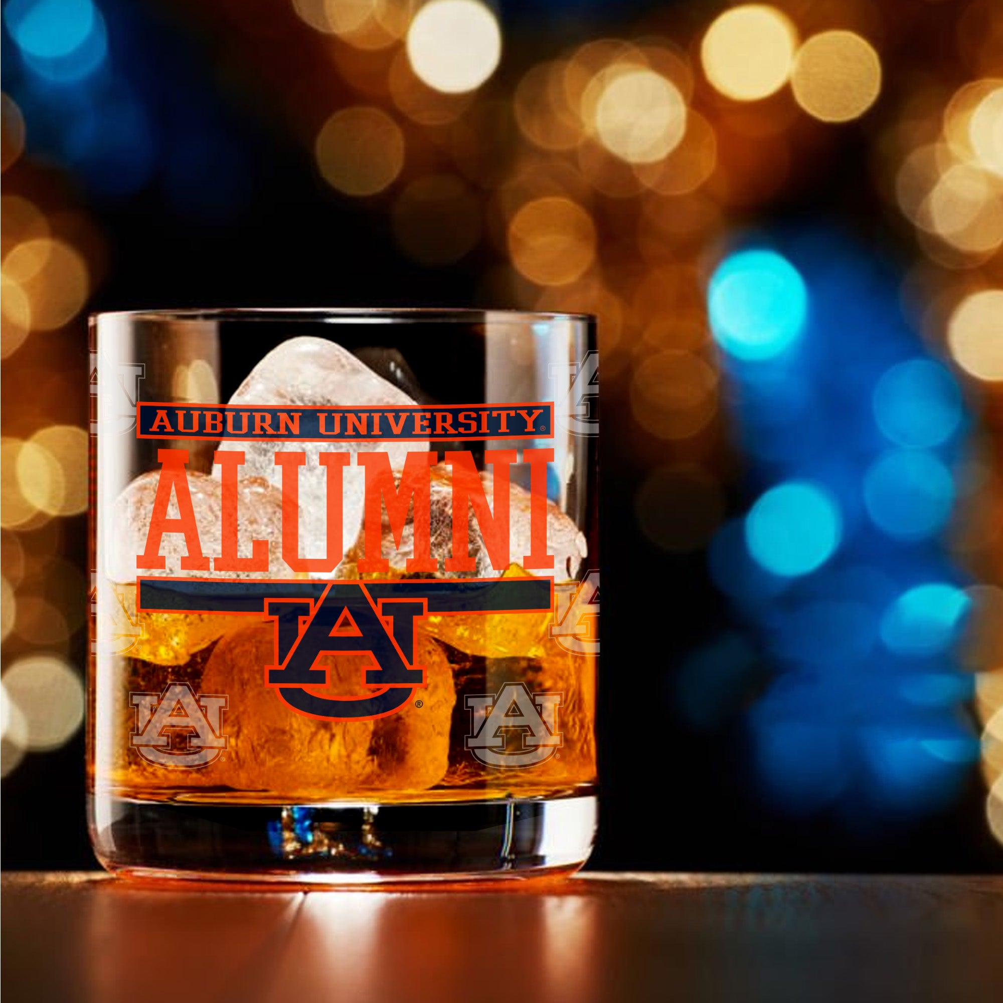 Set of 2 Auburn Tigers 14oz Alumni Rocks Glasses