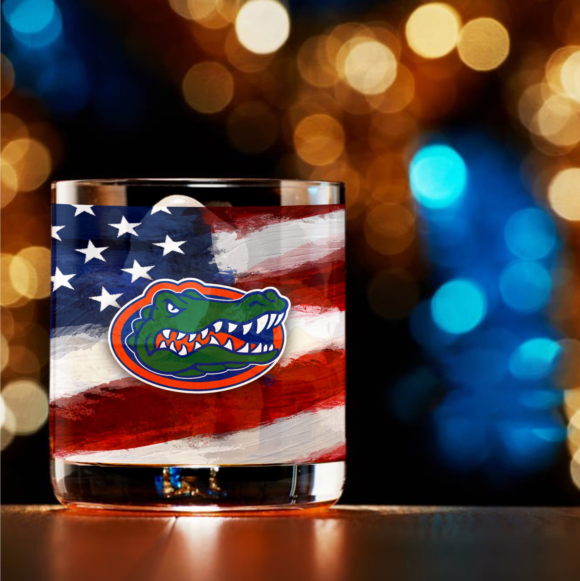 Set of 2 Florida Gators 14oz Americana Rocks Glasses