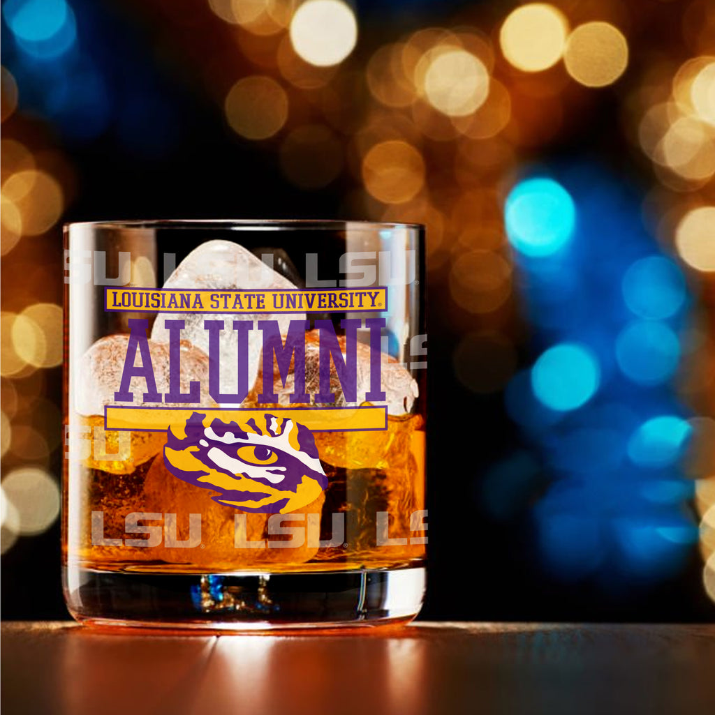 Set of 2 LSU Tigers 14oz Alumni Rocks Glasses