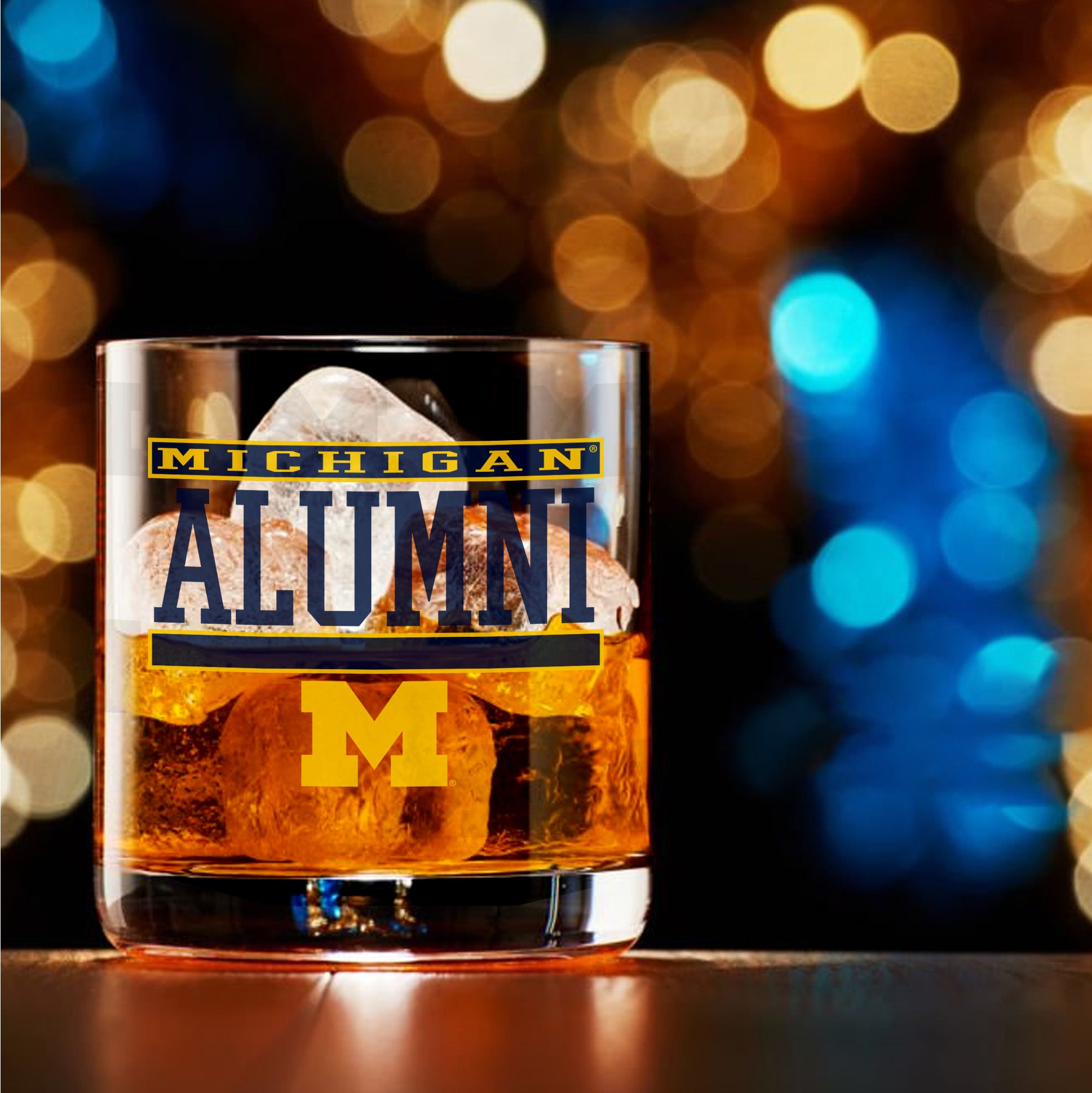Set of 2 Michigan Wolverines 14oz Alumni Rocks Glasses