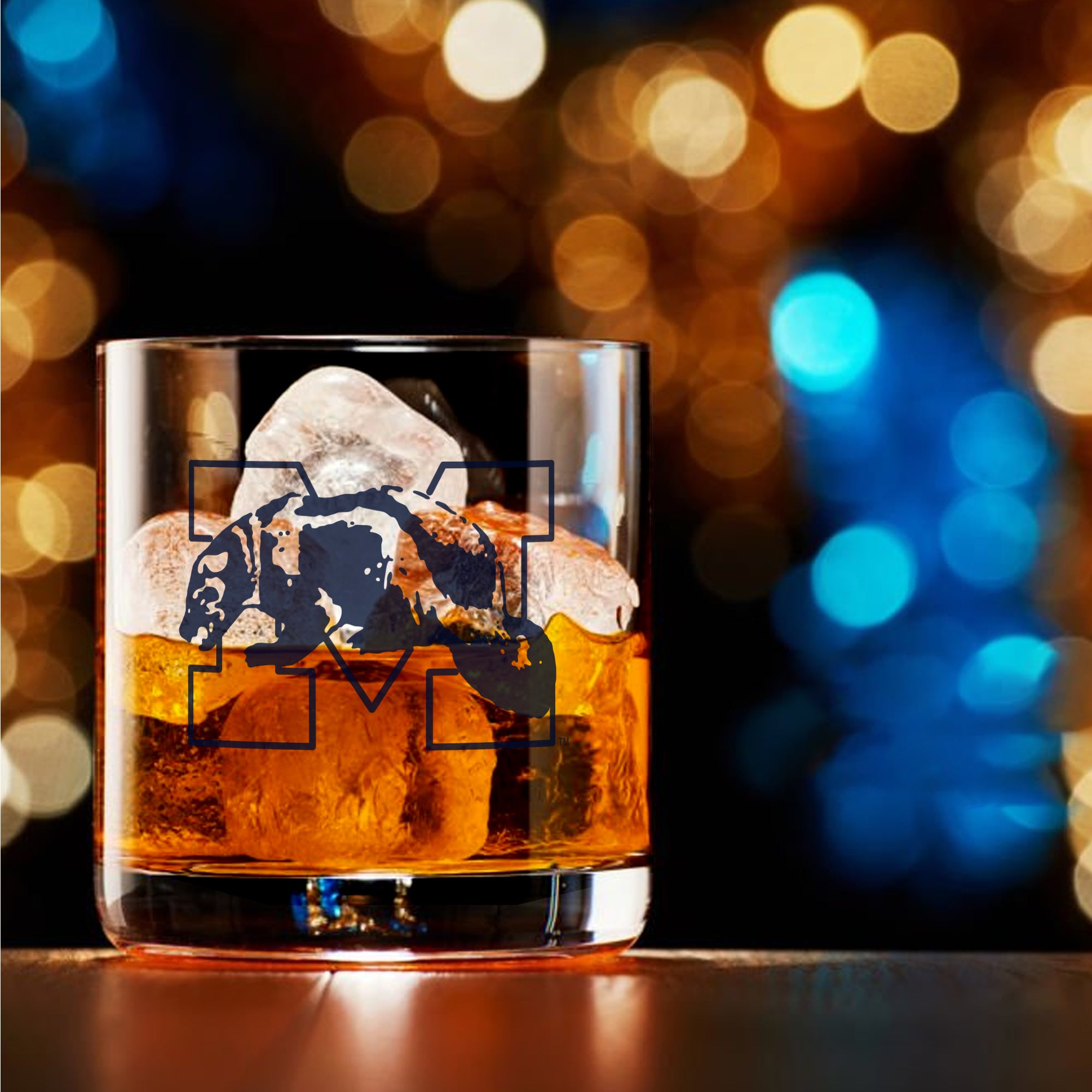 Set of 2 Michigan Wolverines College Vault Sketch 14oz Rocks Glasses