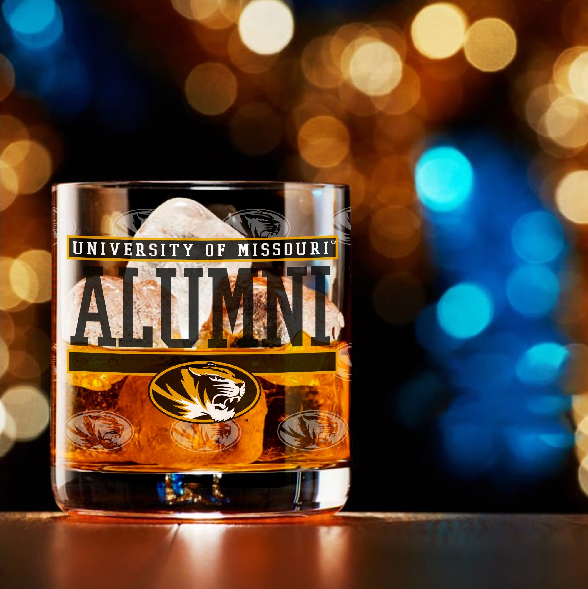 Set of 2 Missouri Tigers 14oz Alumni Rocks Glasses
