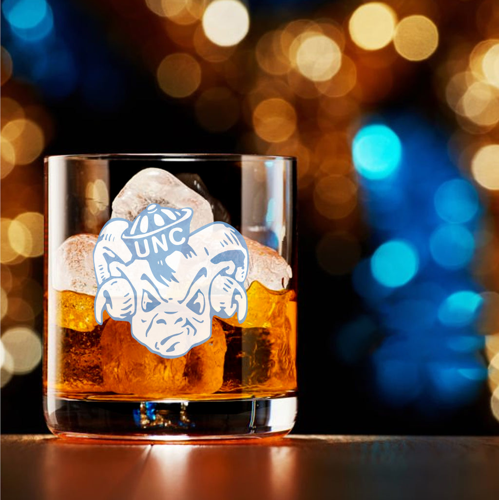 Set of 2 North Carolina Tar Heels College Vault Sketch 14oz Rocks Glasses