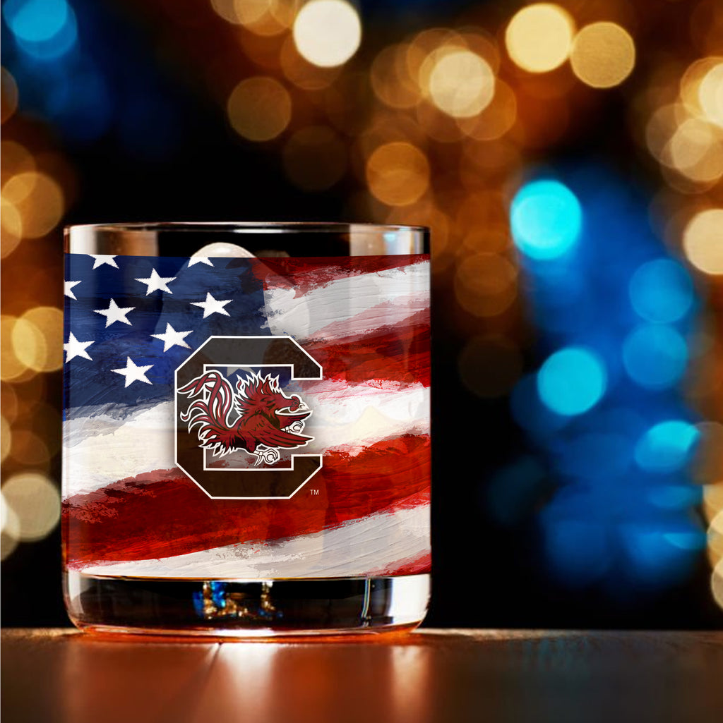 Set of 2 South Carolina Gamecocks 14oz Americana Rocks Glasses