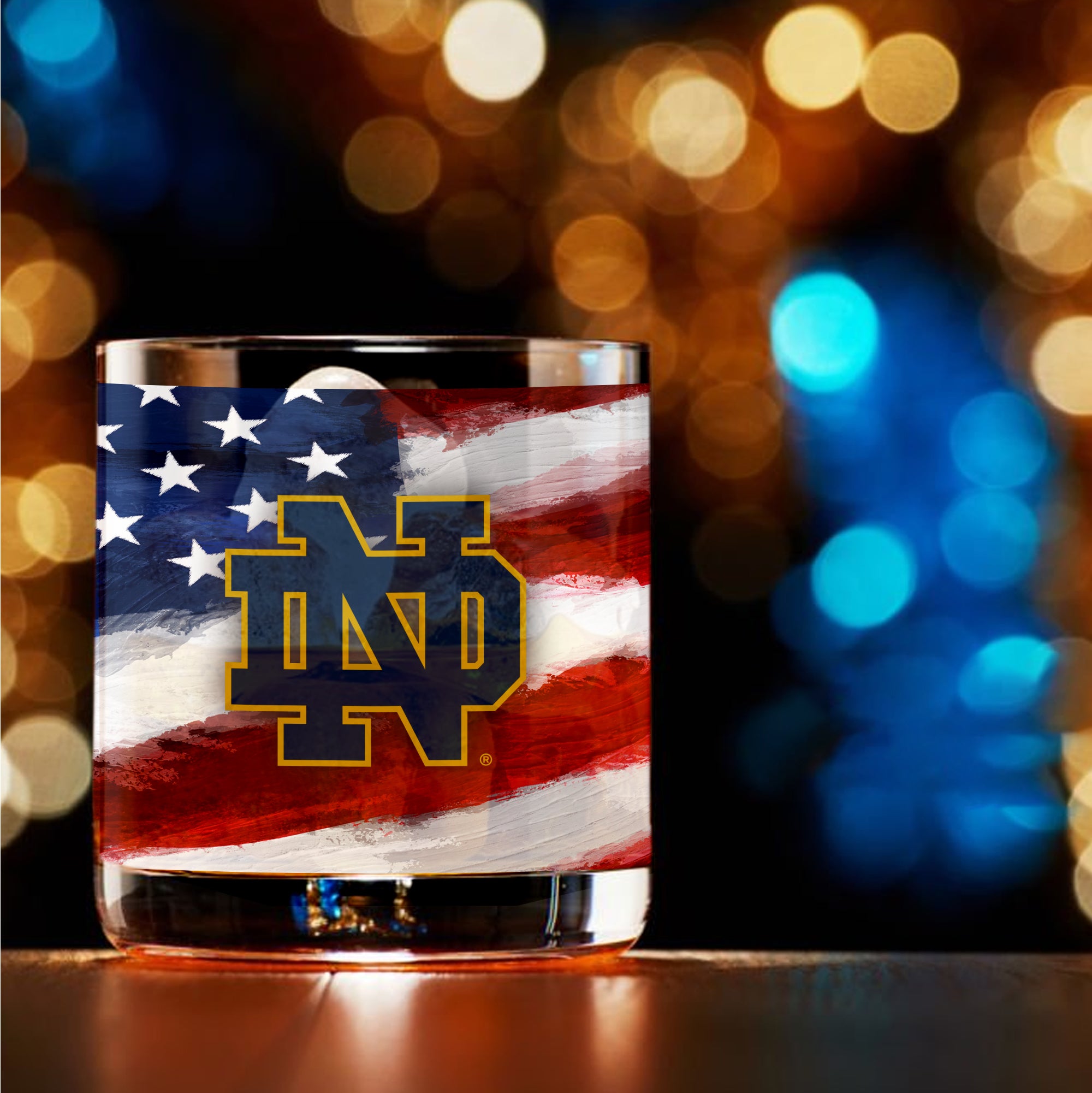 Set of 2 Notre Dame Fighting Irish 14oz Americana Rocks Glasses