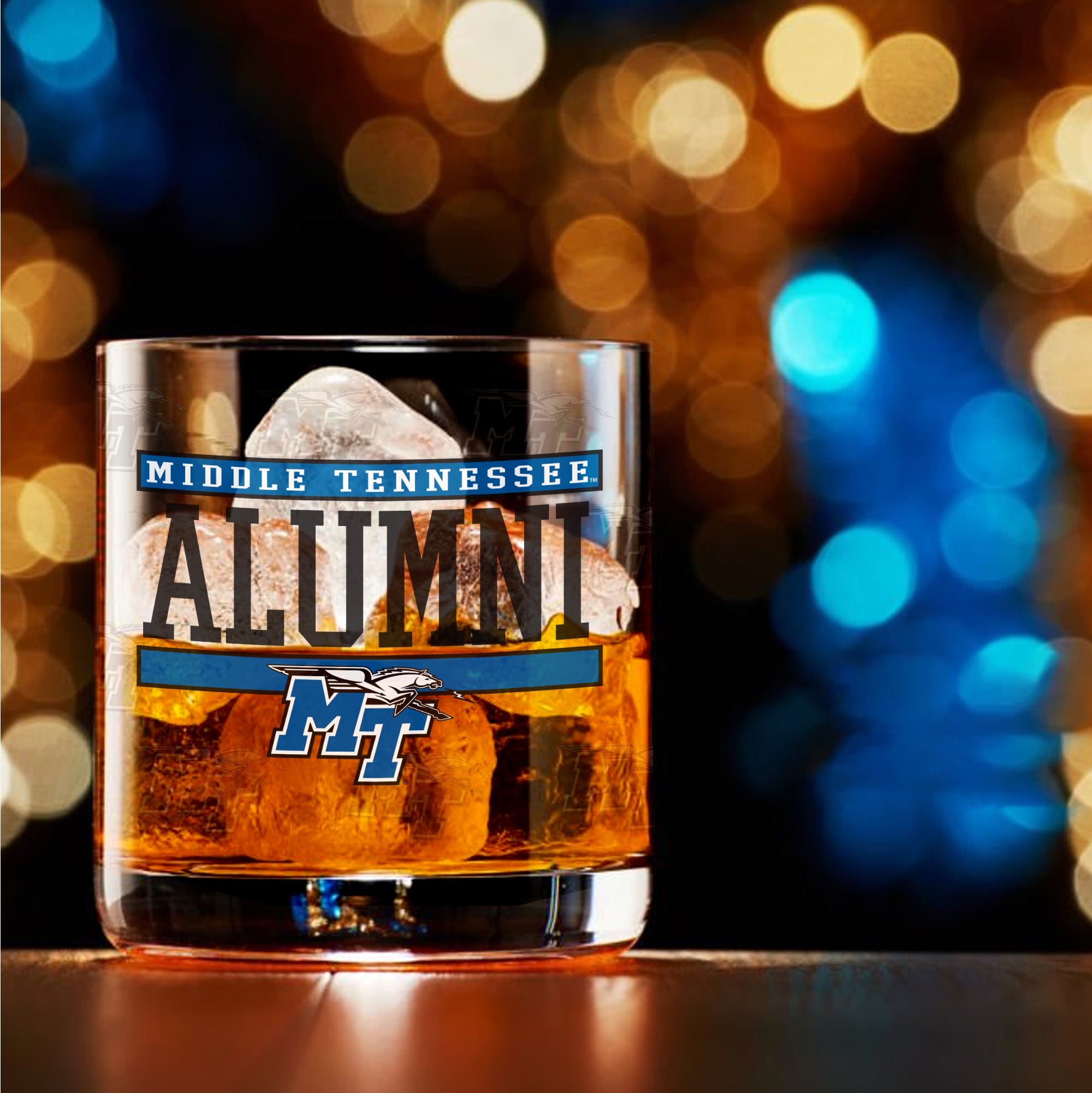 Set of 2 Middle Tennessee Blue Raiders 14oz Alumni Rocks Glasses