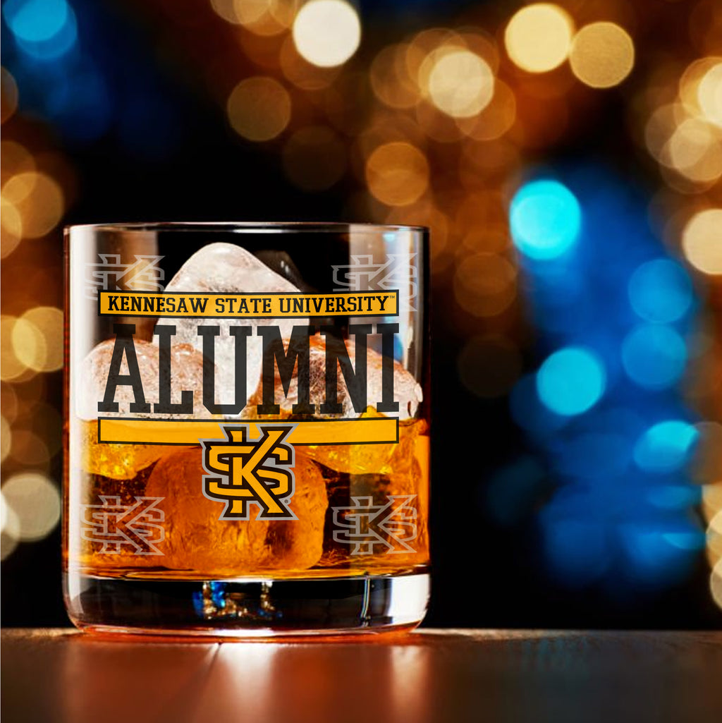 Set of 2 Kennesaw State Owls 14oz Alumni Rocks Glasses