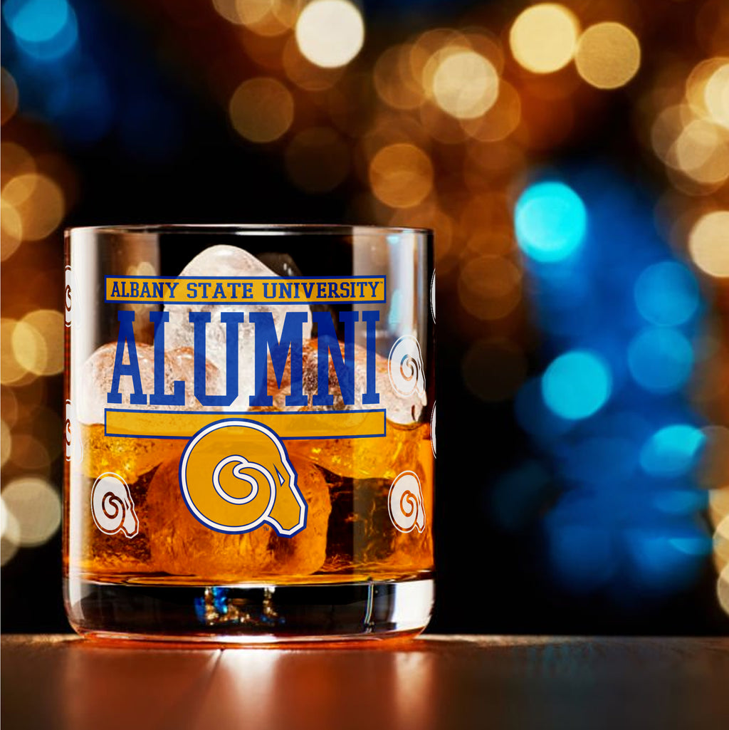 Set of 2 Albany State Rams 14oz XD Alumni Rocks Glasses