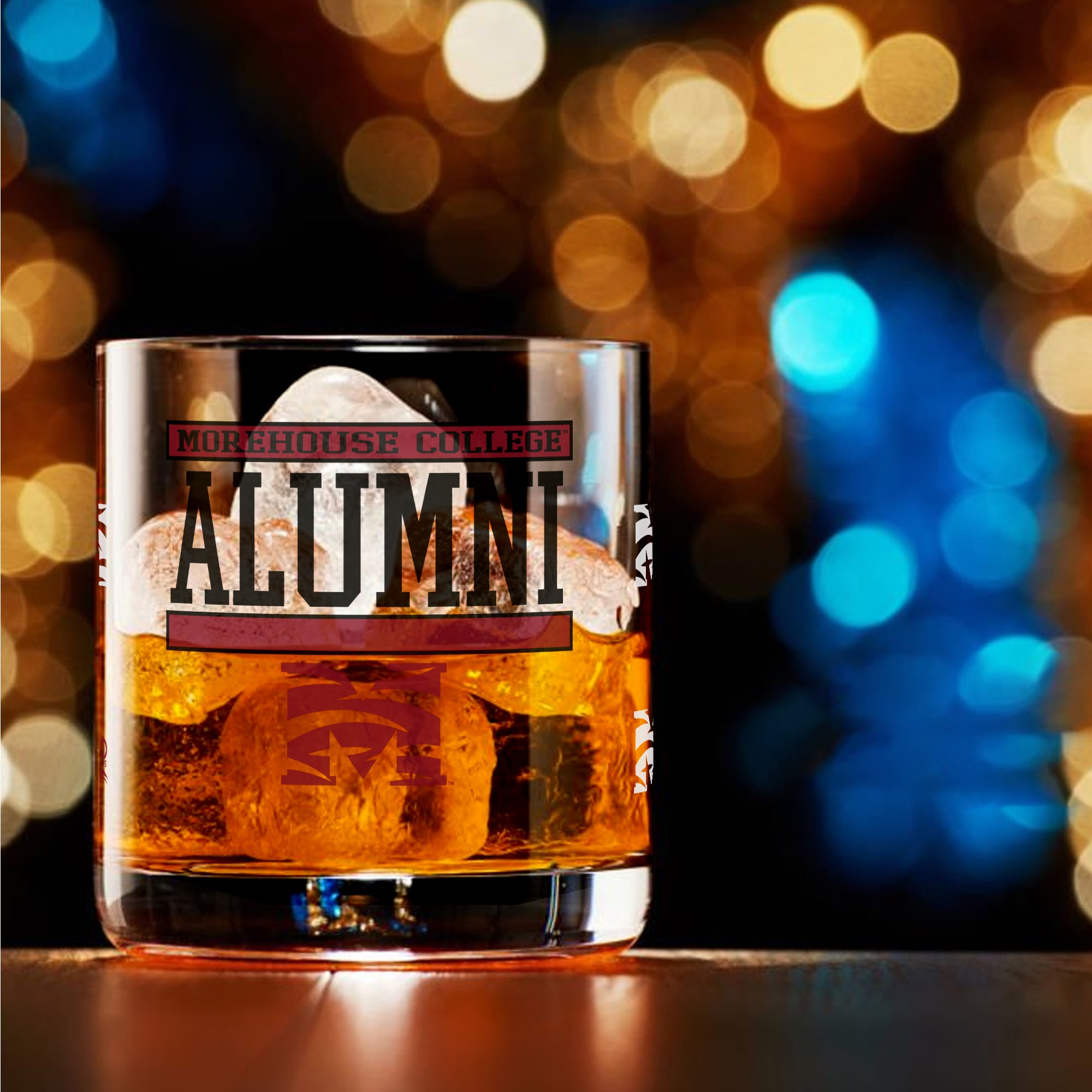 Set of 2 Morehouse Maroon Tigers 14oz XD Alumni Rocks Glasses