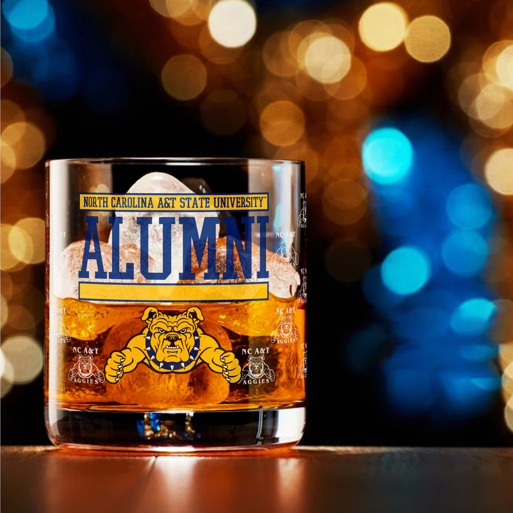 Set of 2 North Carolina A&T Aggies 14oz XD Alumni Rocks Glasses