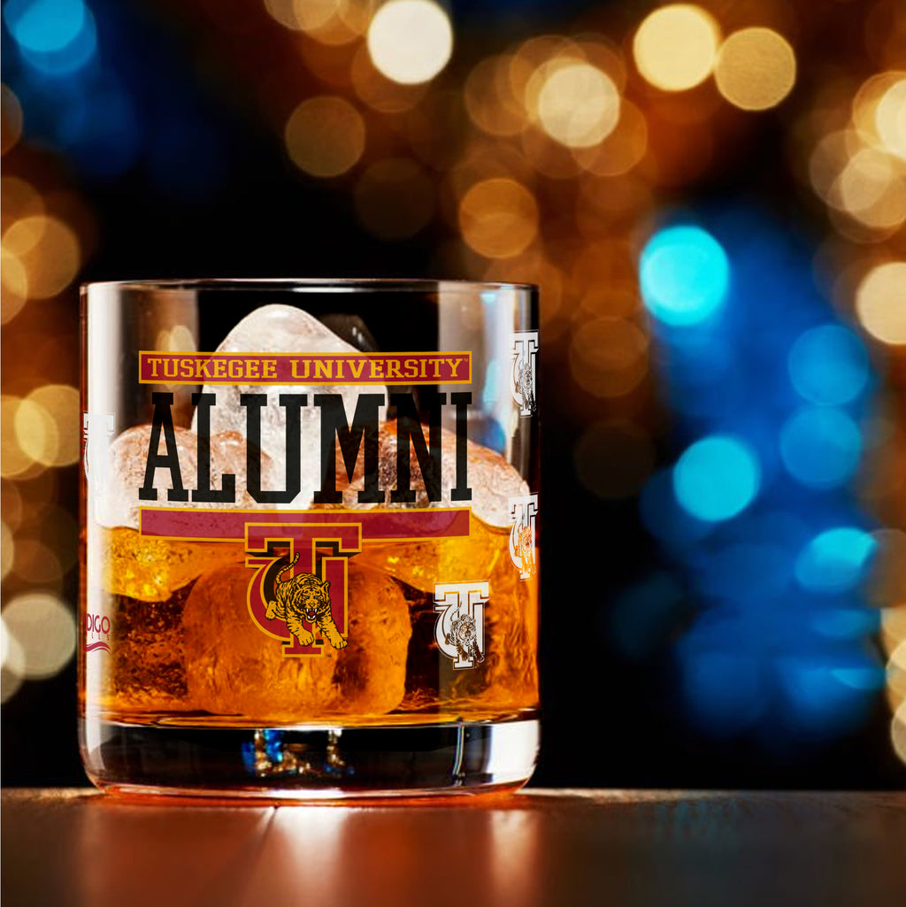 Set of 2 Tuskegee Golden Tigers 14oz XD Alumni Rocks Glasses