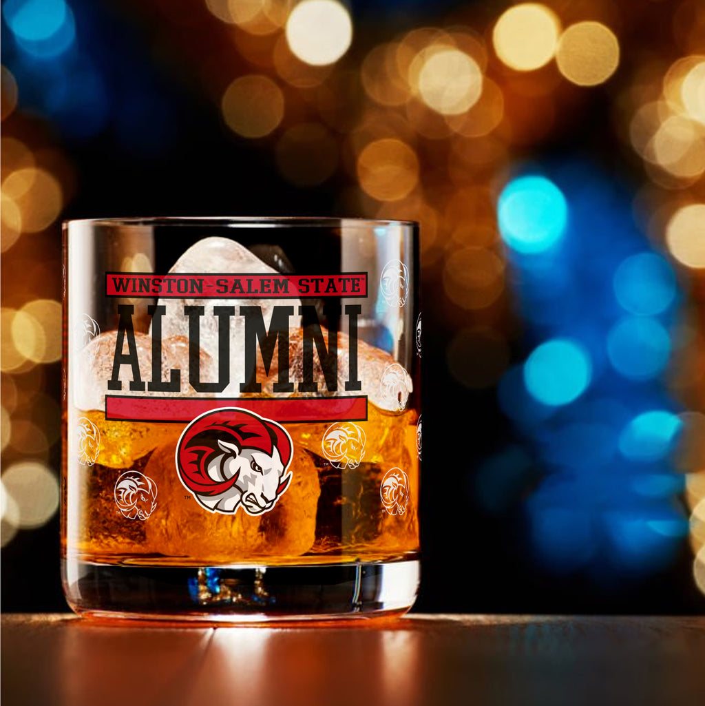 Set of 2 Winston Salem State Rams 14oz XD Alumni Rocks Glasses