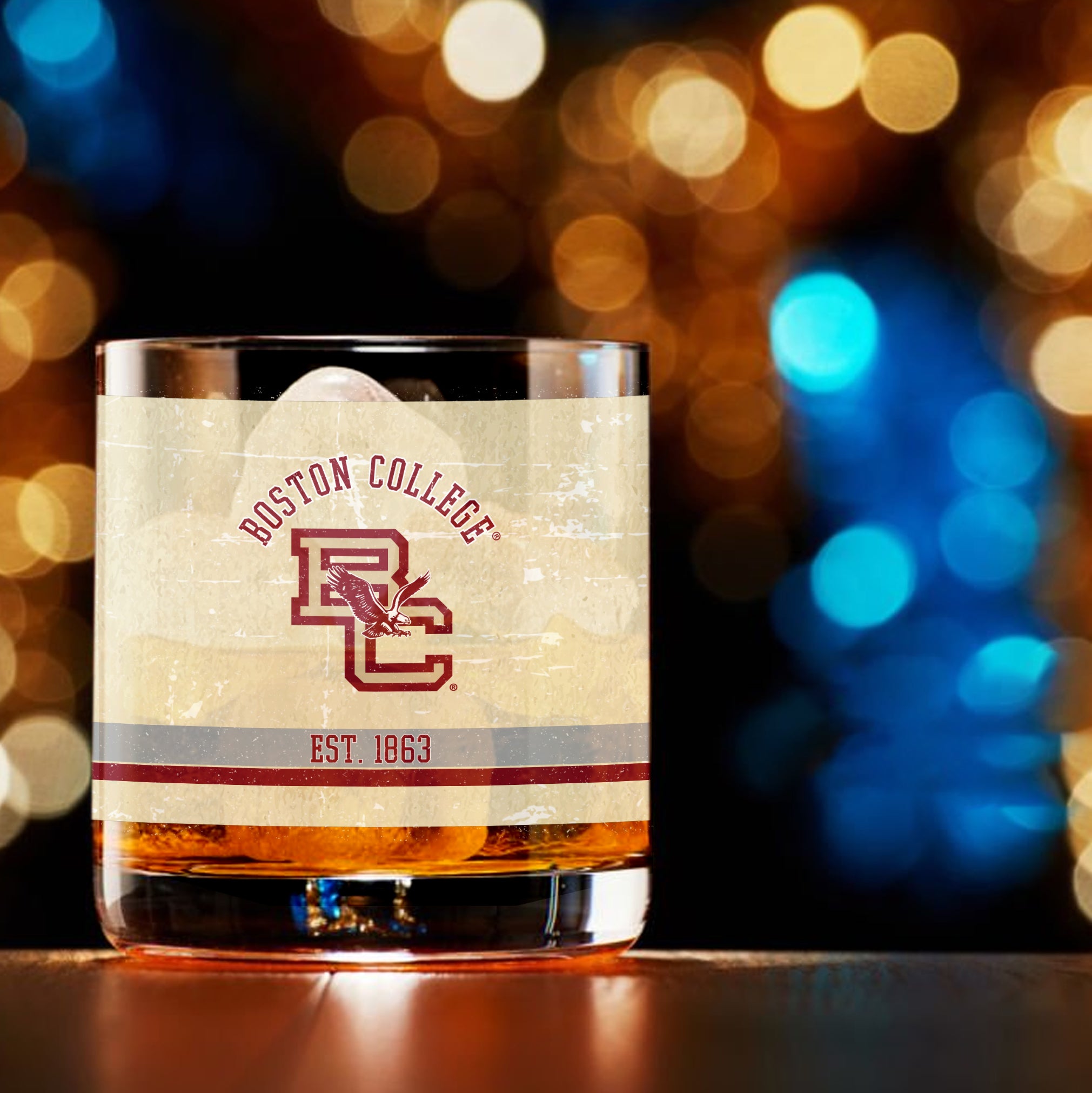 Boston College Eagles Set of 2 College Vault Tan Retro 14oz Rocks Glasses