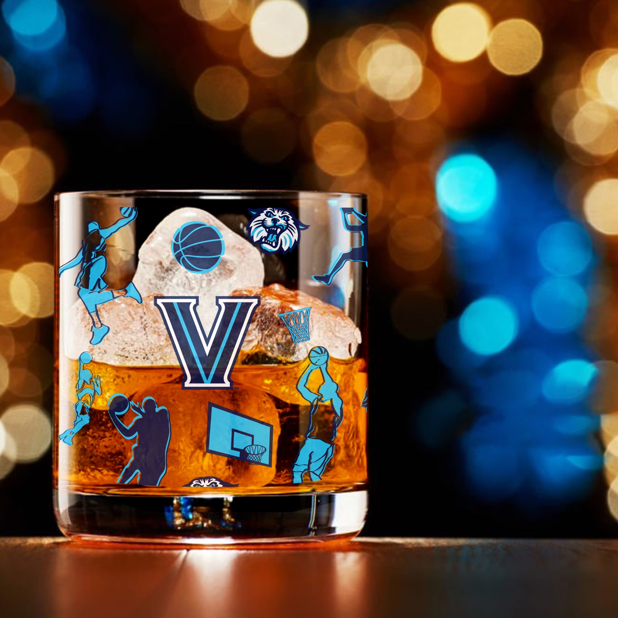 Set of 2 Villanova Wildcats Sketch 14oz Rocks Glasses
