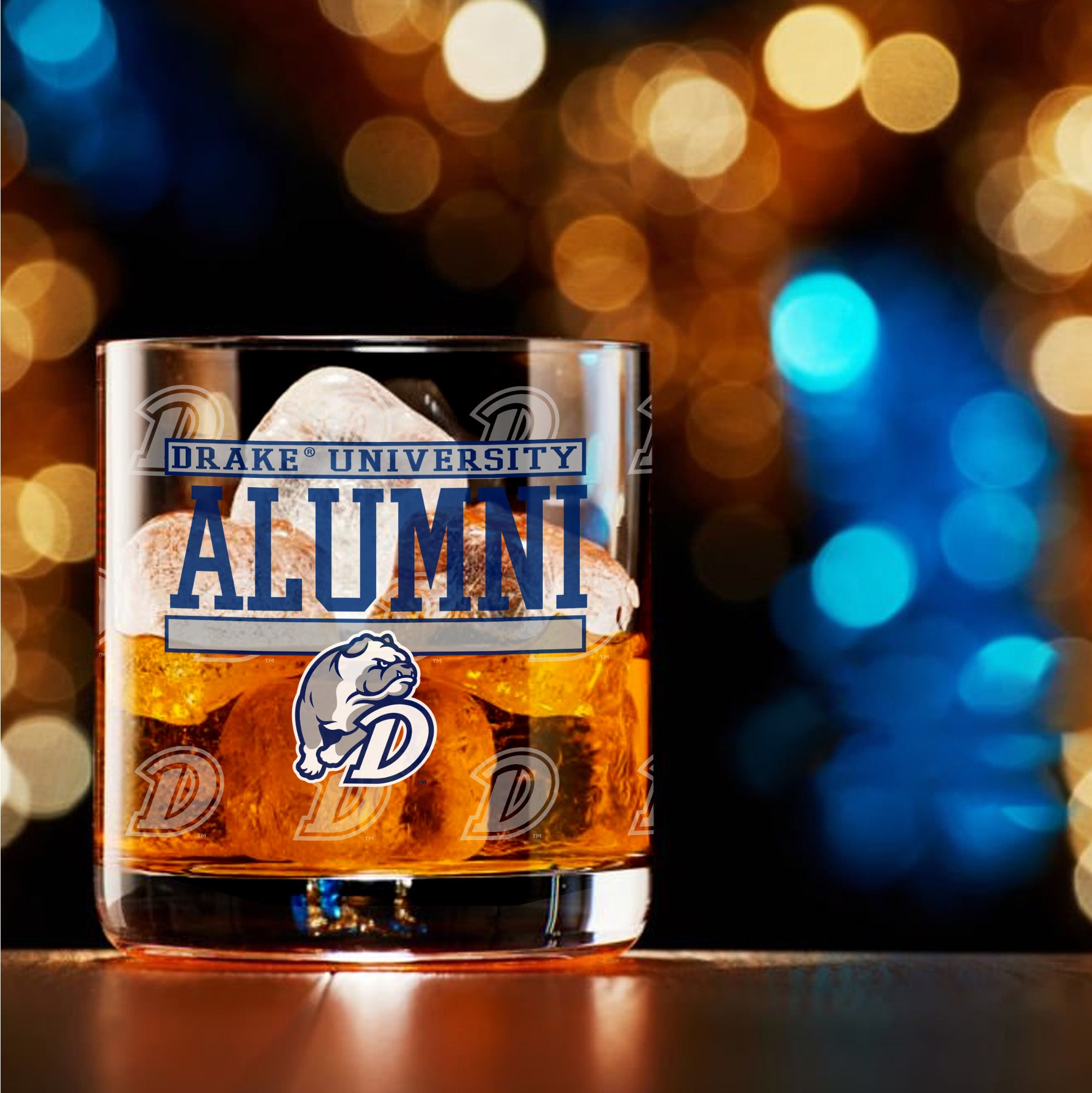 Set of 2 Drake Bulldogs 14oz Alumni Rocks Glasses