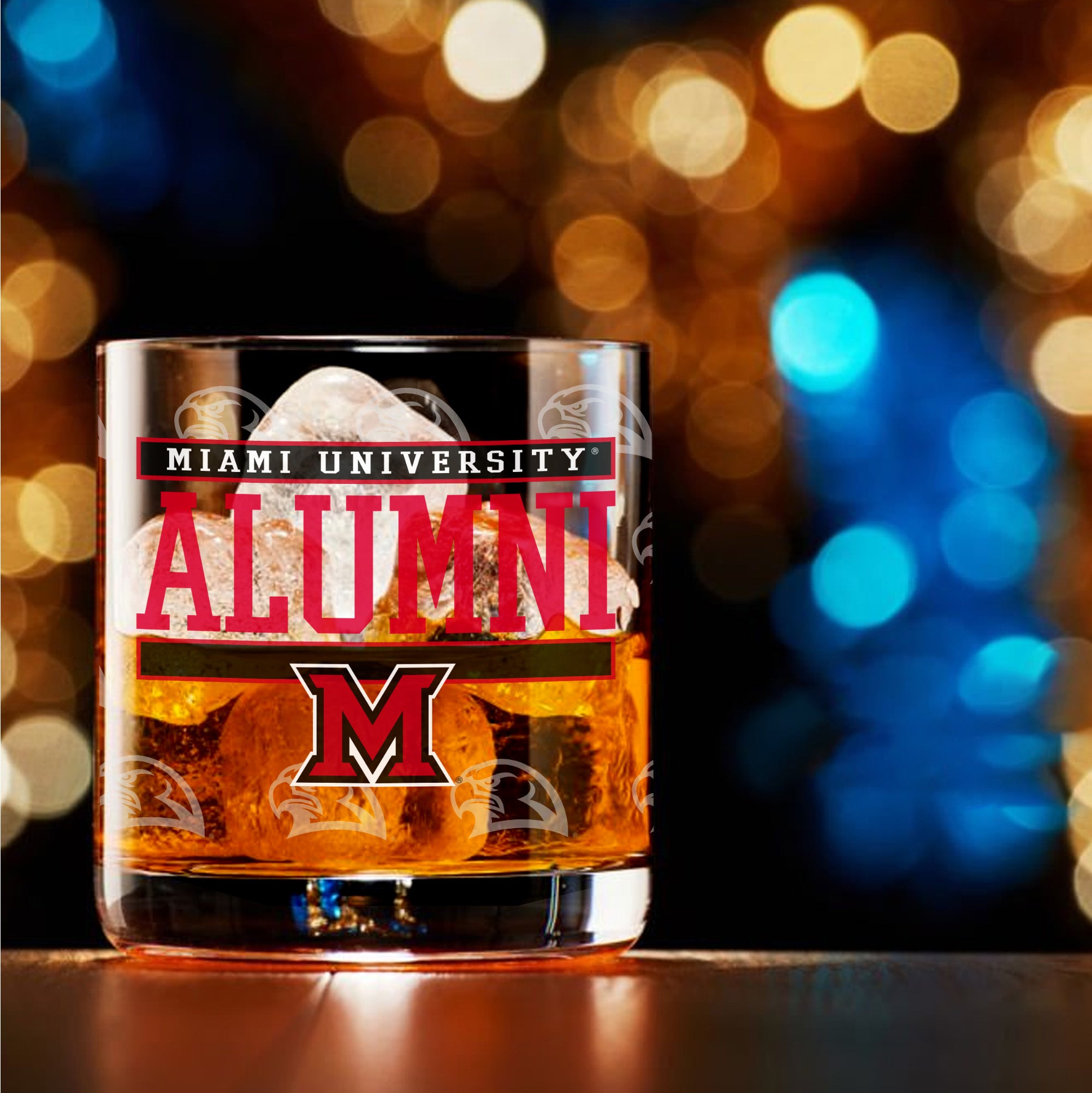 Set of 2 Miami Redhawks 14oz Alumni Rocks Glasses