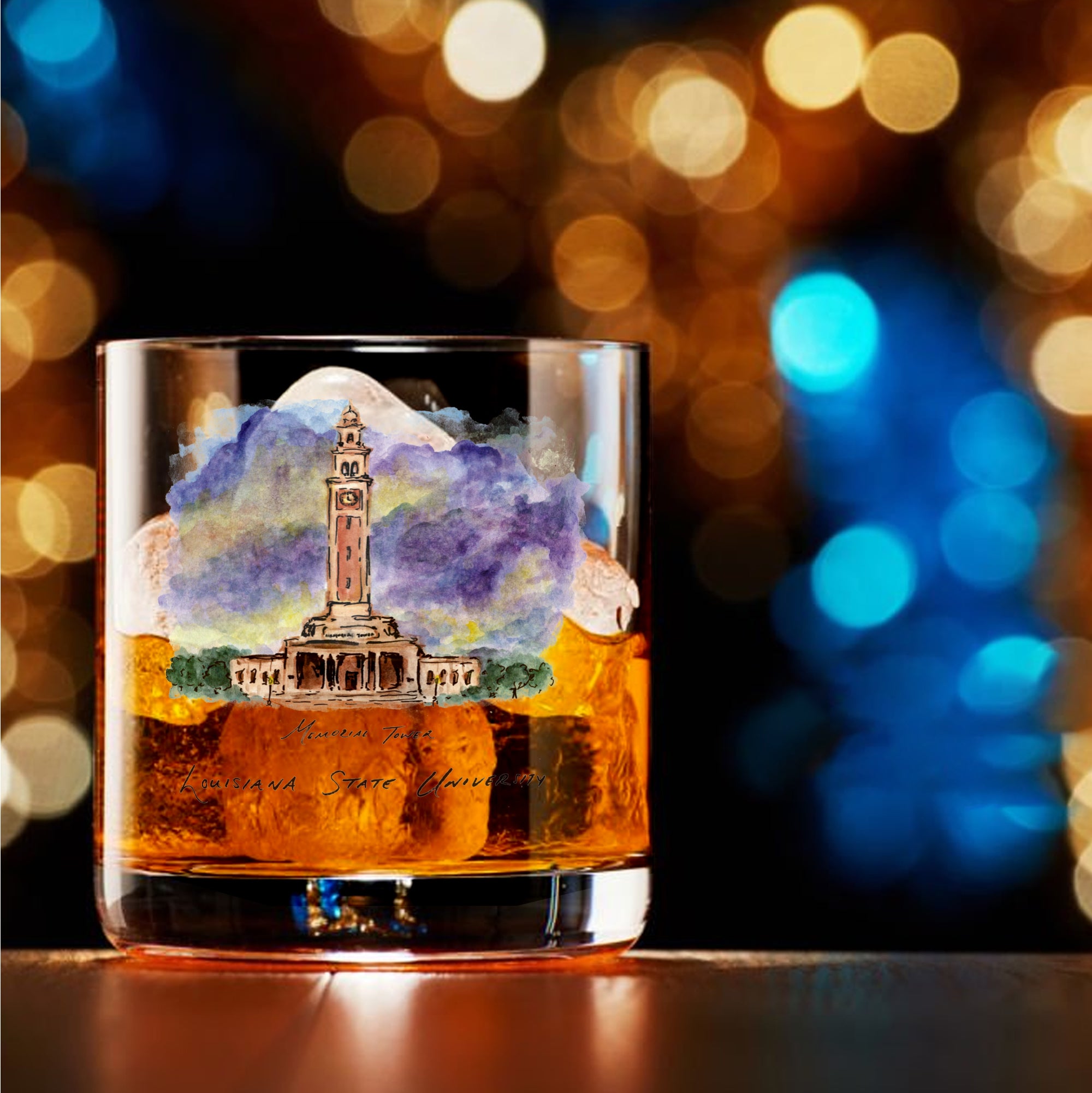 14oz LSU Tigers Laura Wilcox University Collection 2-Pack Glass Set