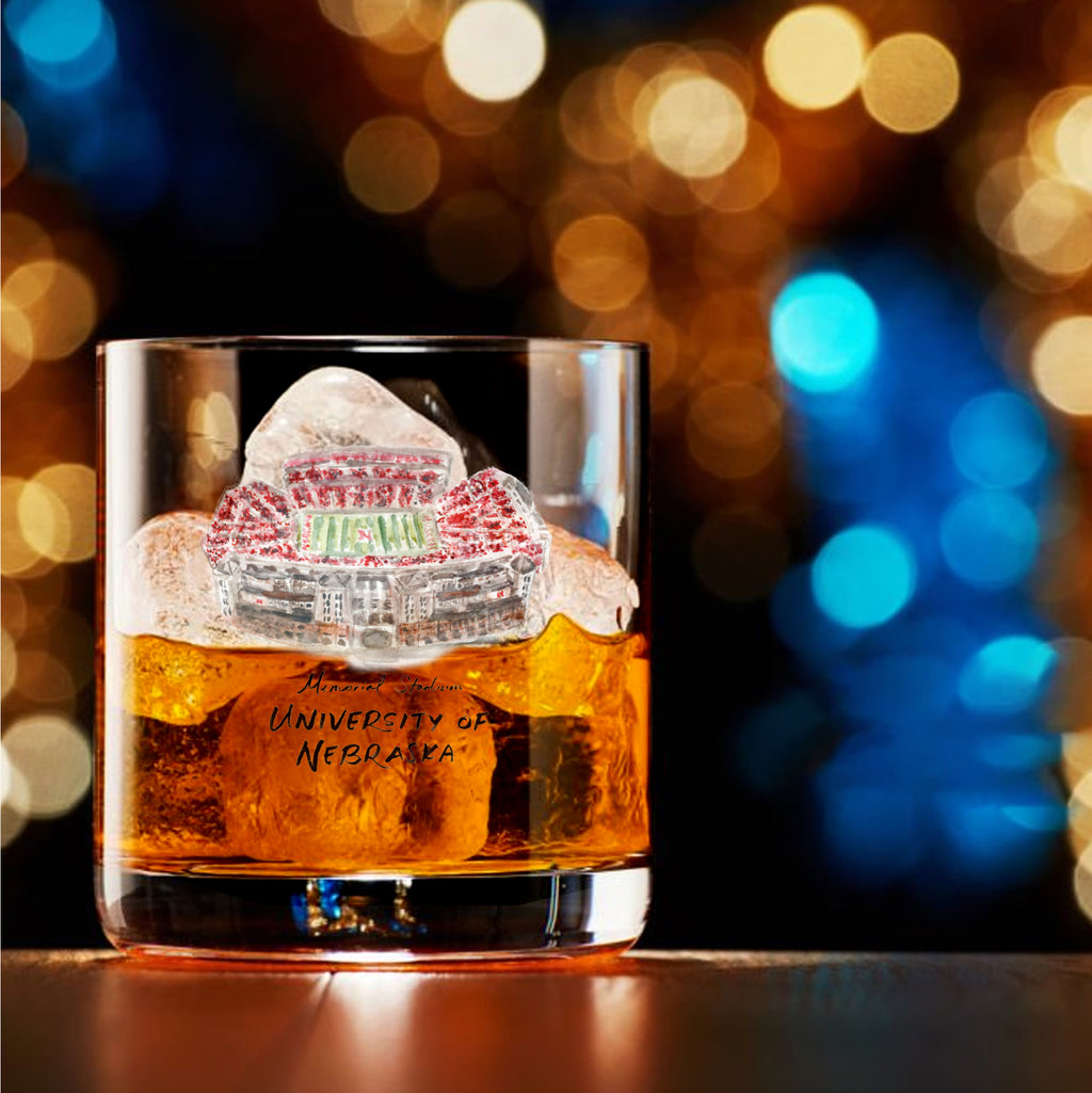 14oz Nebraska Cornhuskers Laura Wilcox University Collection 2-Pack Glass Set