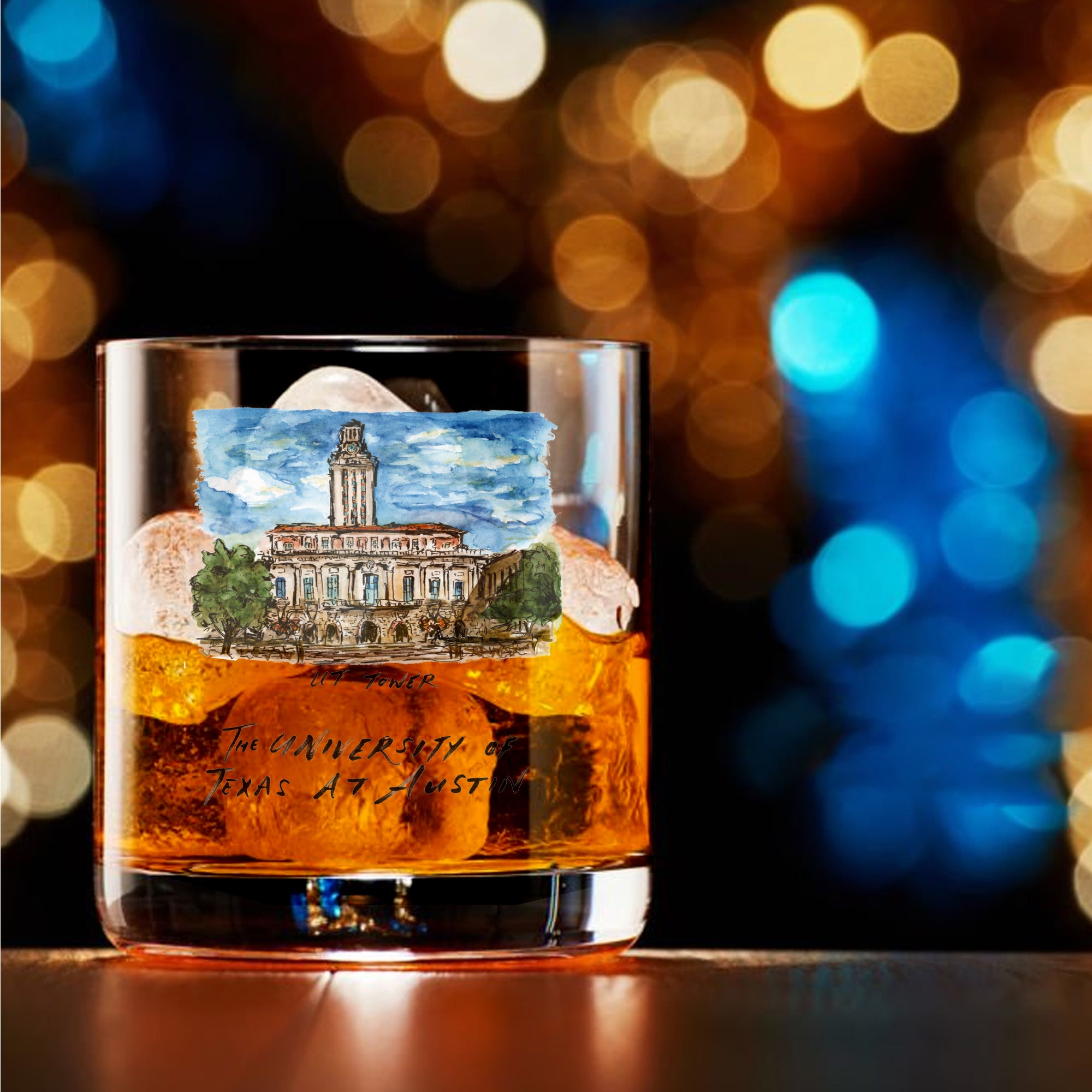 14oz Texas Longhorns Laura Wilcox University Collection 2-Pack Glass Set