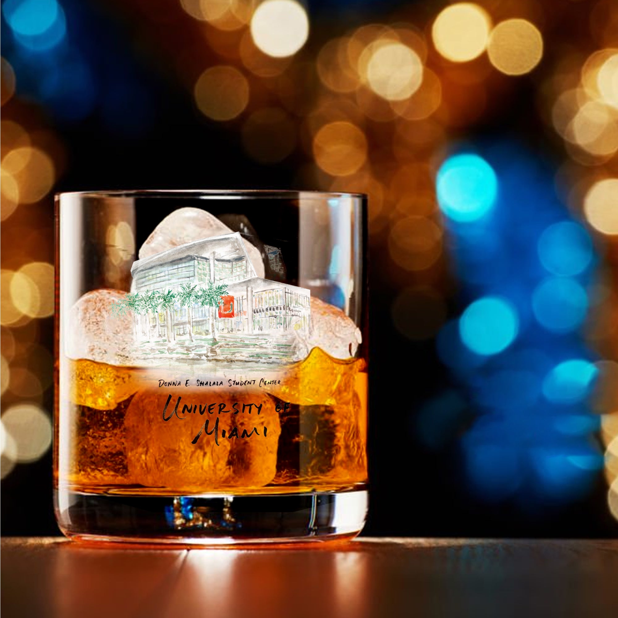 14oz Miami Hurricanes Laura Wilcox University Collection 2-Pack Glass Set