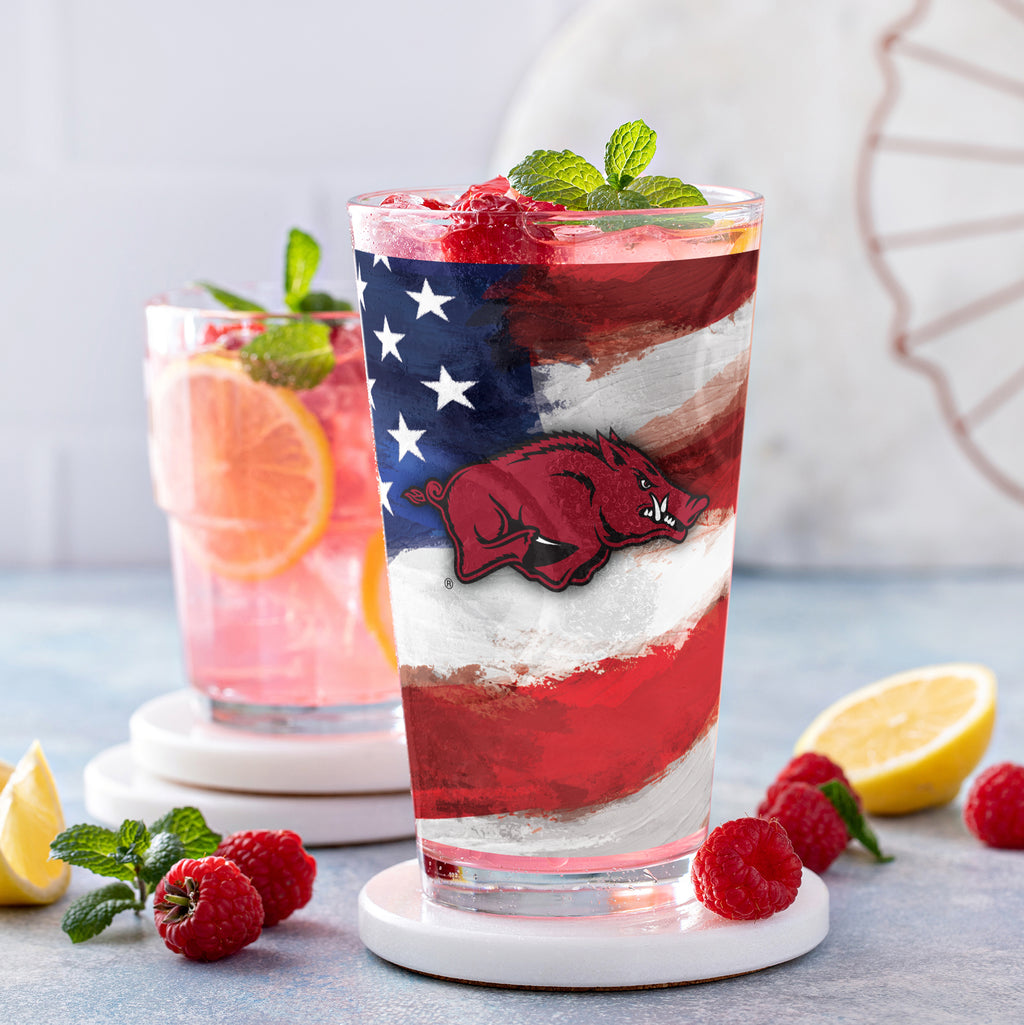 Set of 2 Arkansas Razorbacks 16oz Americana Pints