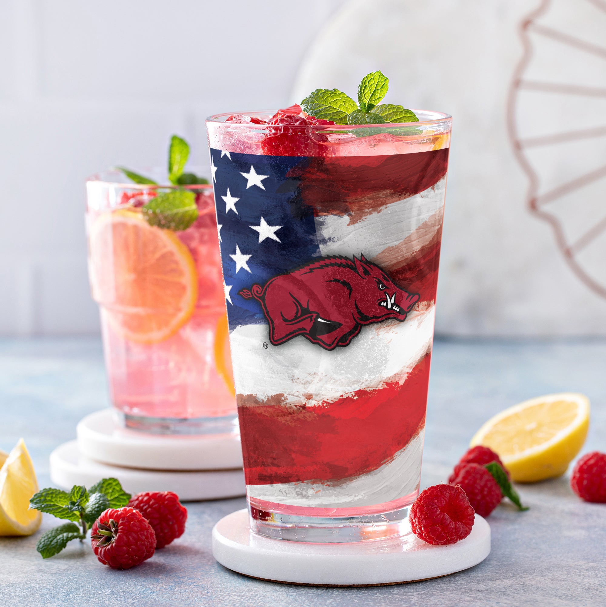 Set of 2 Arkansas Razorbacks 16oz Americana Pints