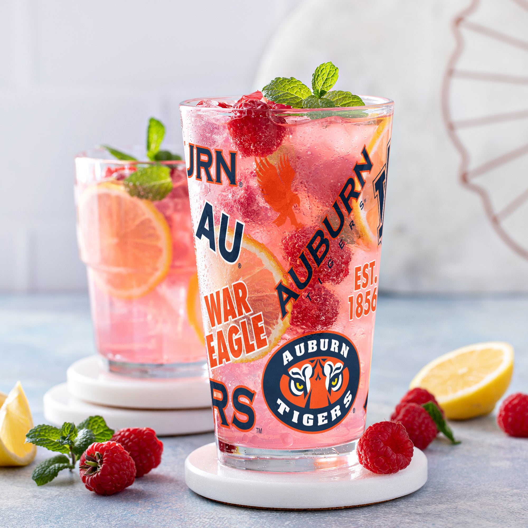 Set of 4 Auburn Tigers 16oz Medley Pint Glasses