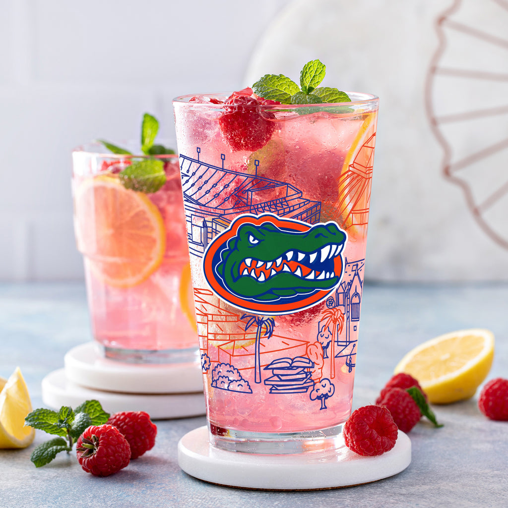 Set of 2 Florida Gators Campus Line Art 16oz Pints