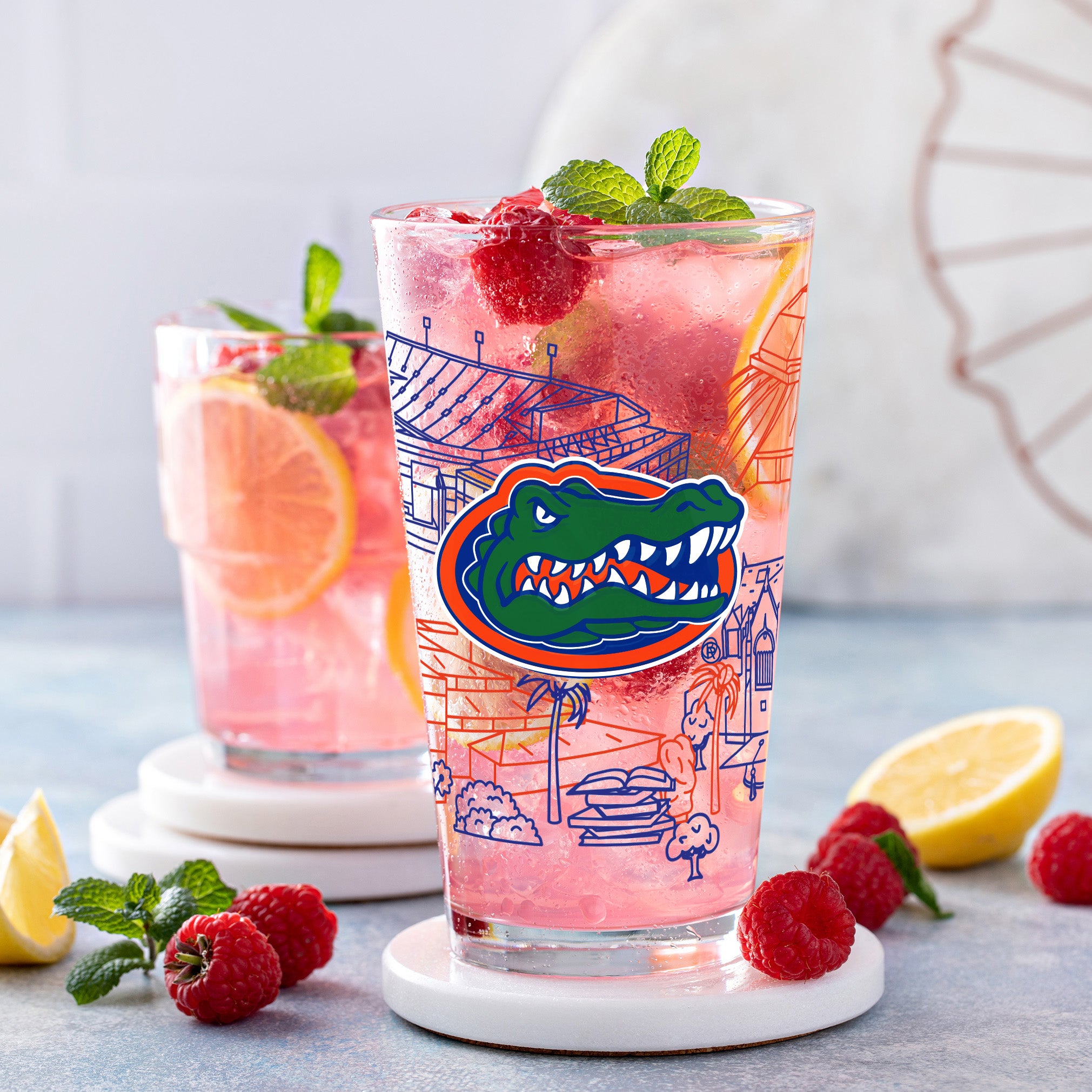 Set of 2 Florida Gators Campus Line Art 16oz Pints