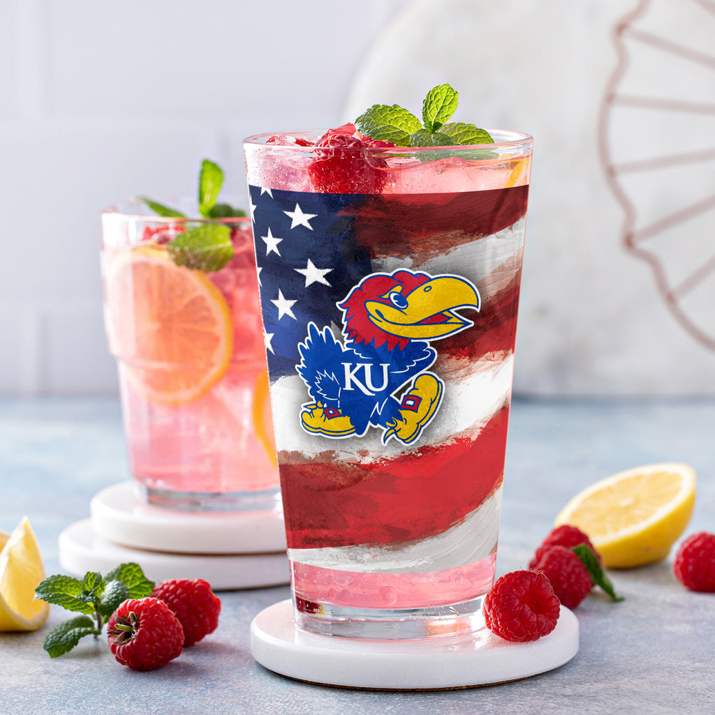 Set of 2 Kansas Jayhawks 16oz Americana Pints