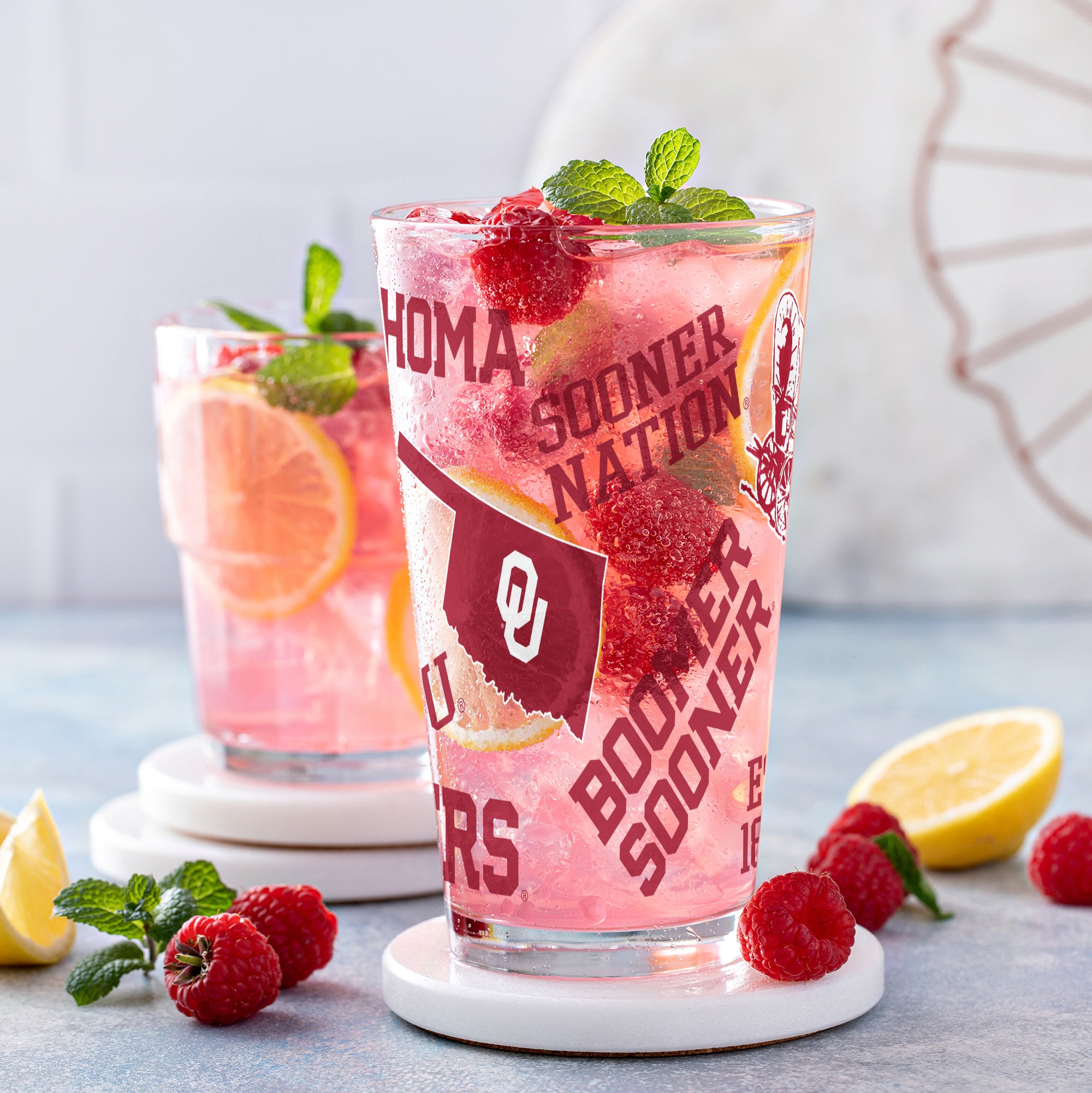 Set of 4 Oklahoma Sooners 16oz Medley Pint Glasses