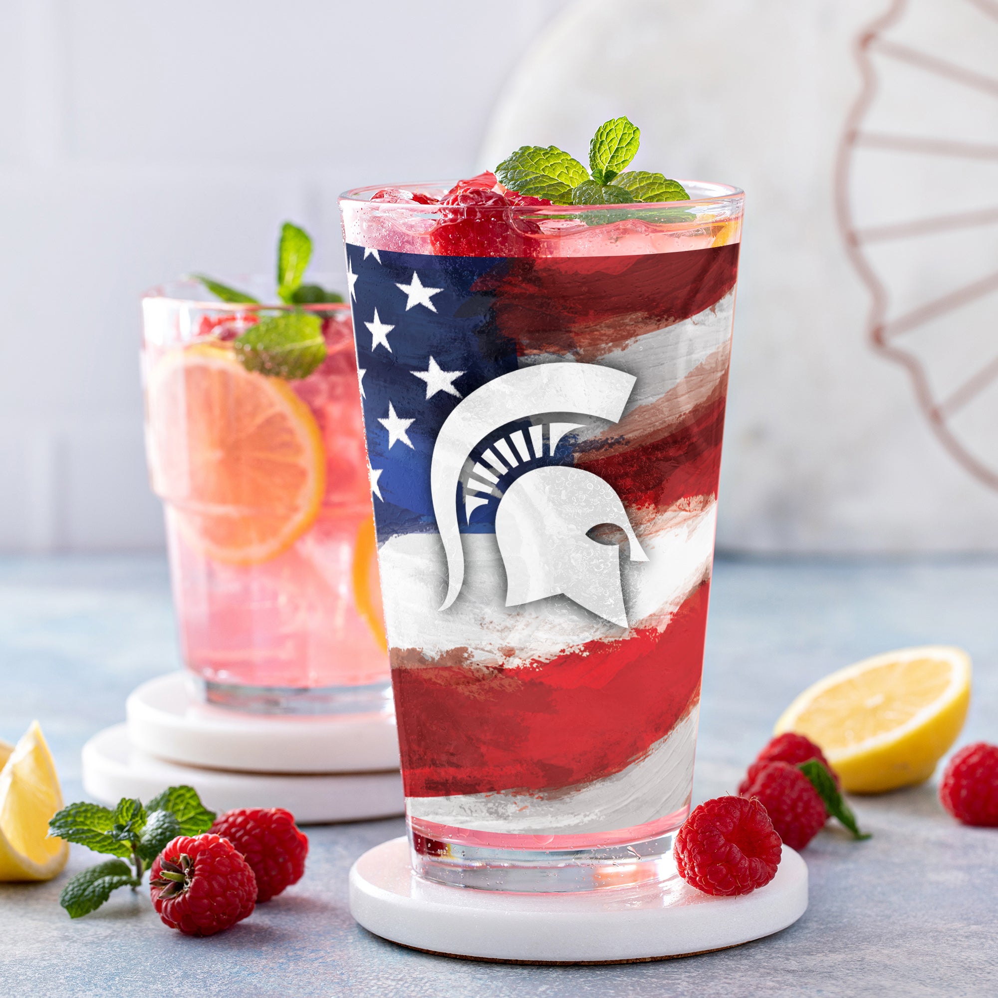 Set of 2 Michigan State Spartans 16oz Americana Pints