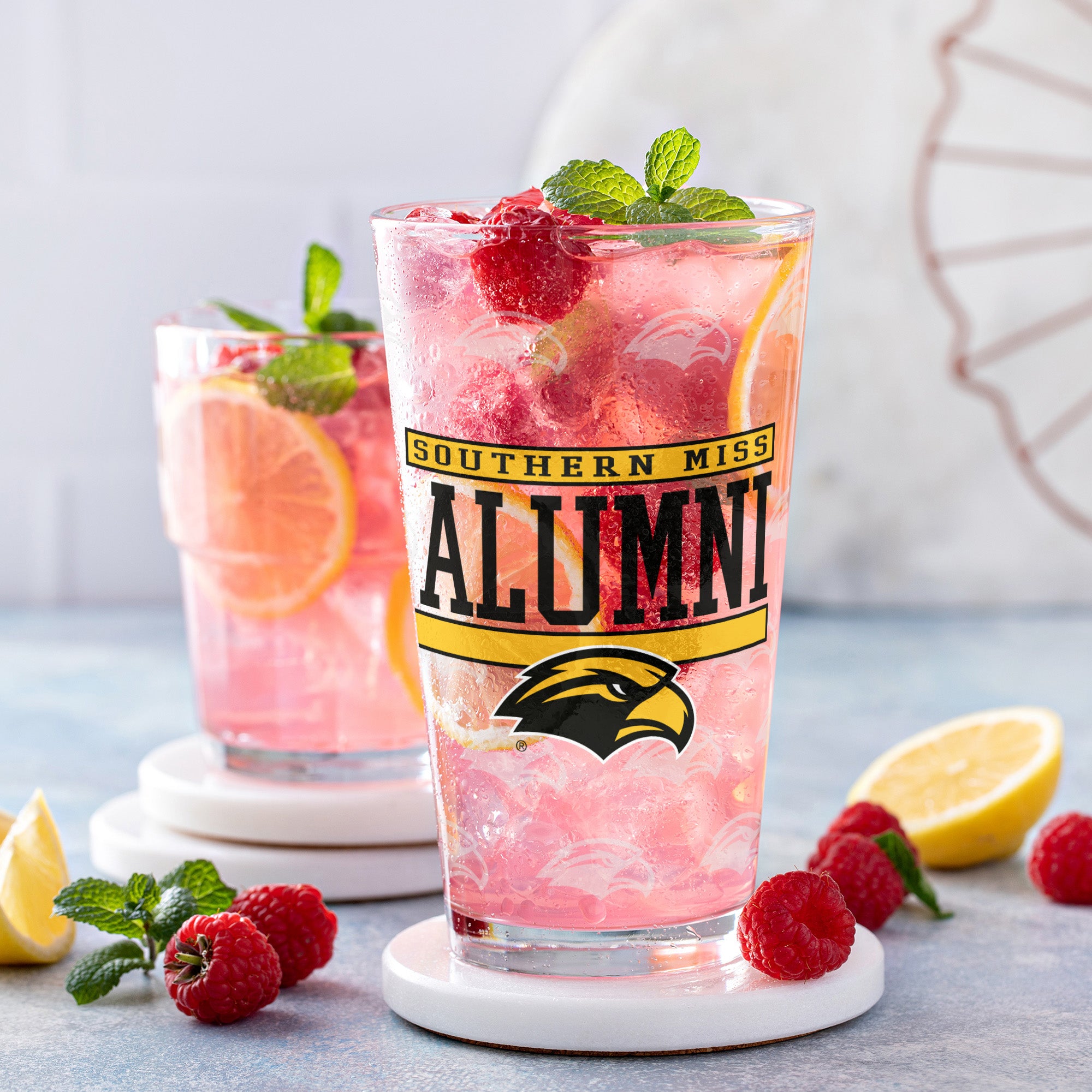 Set of 2 Southern Miss Golden Eagles 16oz Alumni Pints