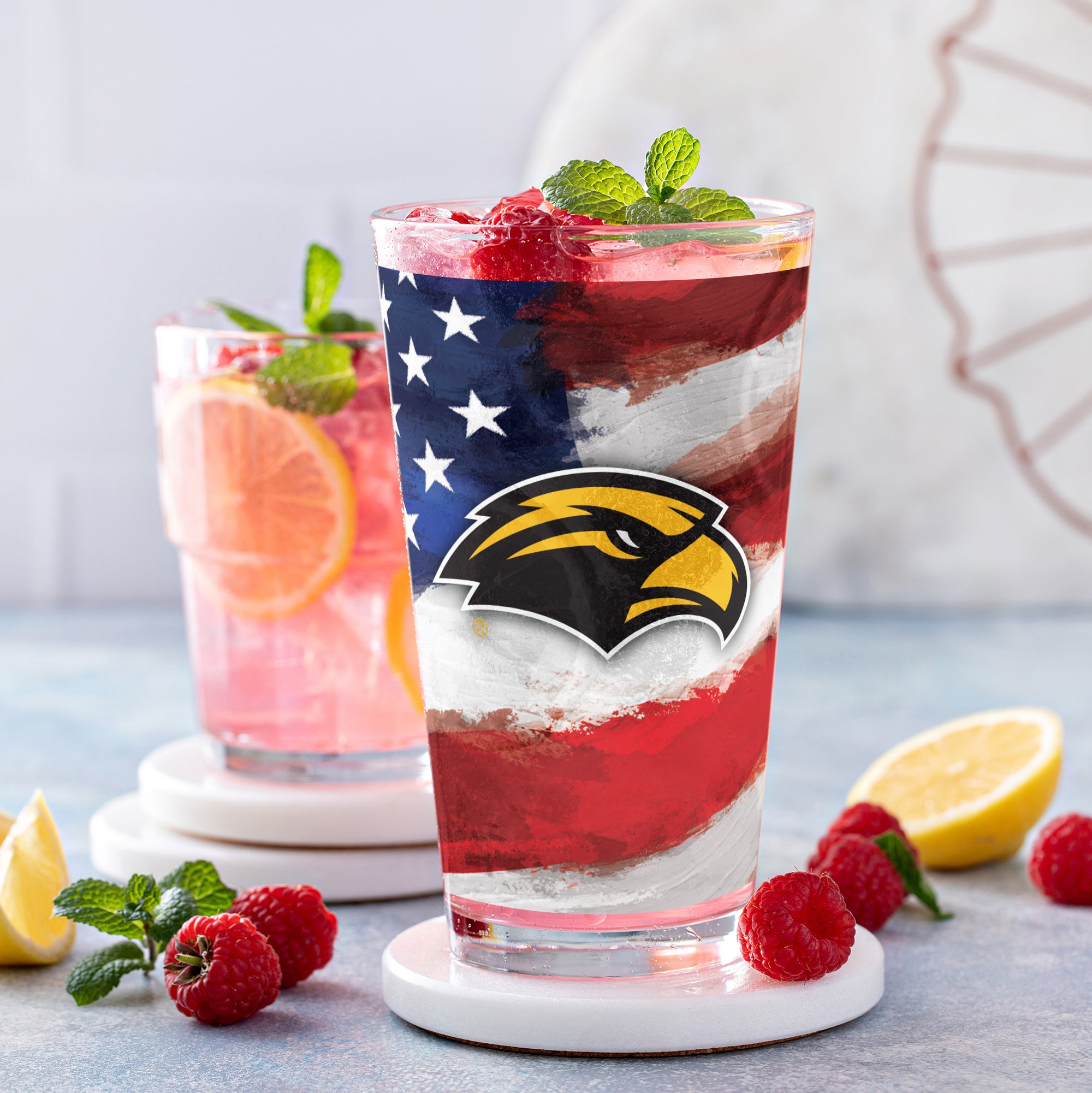 Set of 2 Southern Miss Golden Eagles 16oz Americana Pints