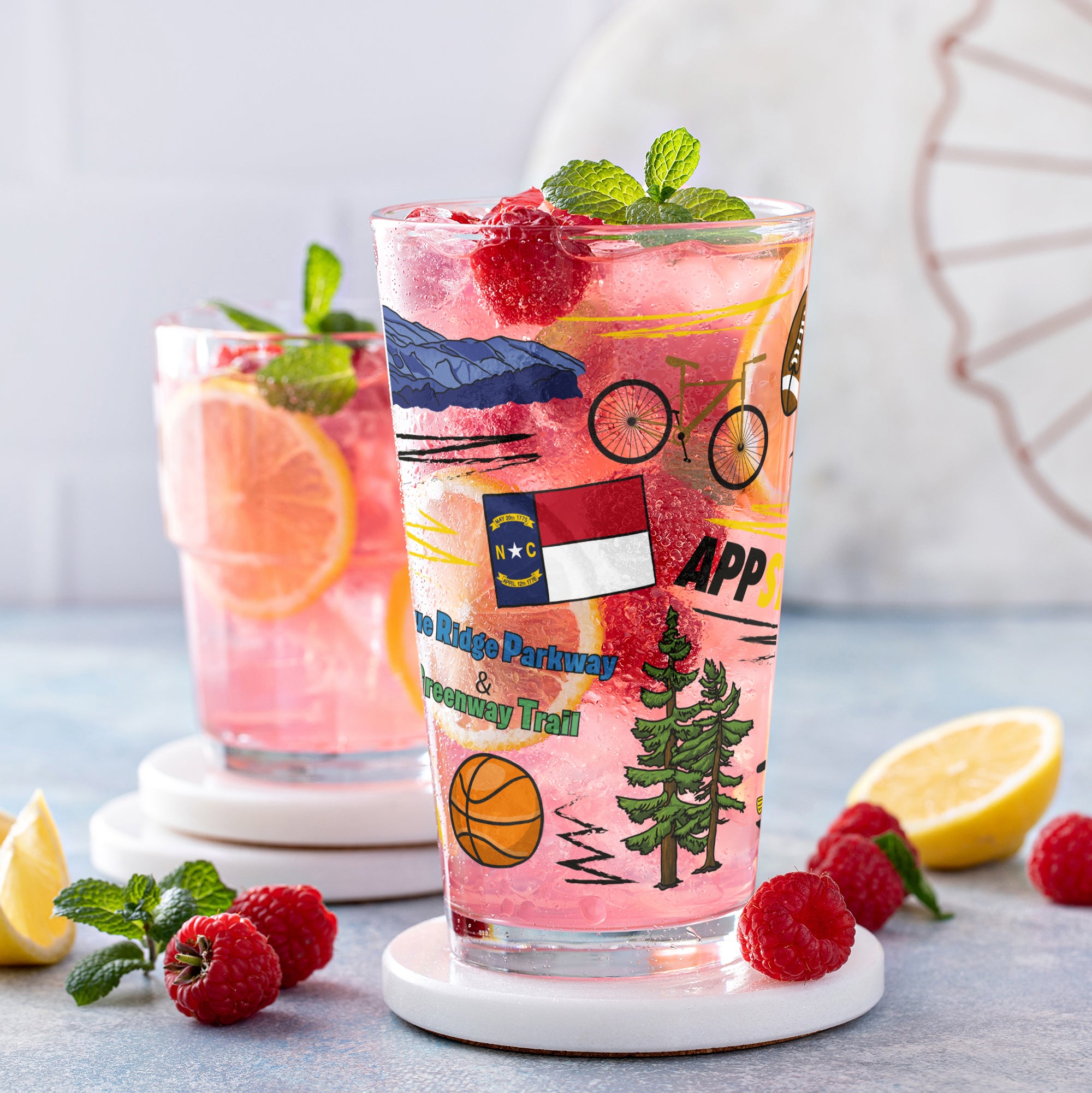 Set of 2 App State Mountaineers Local 16oz Pints