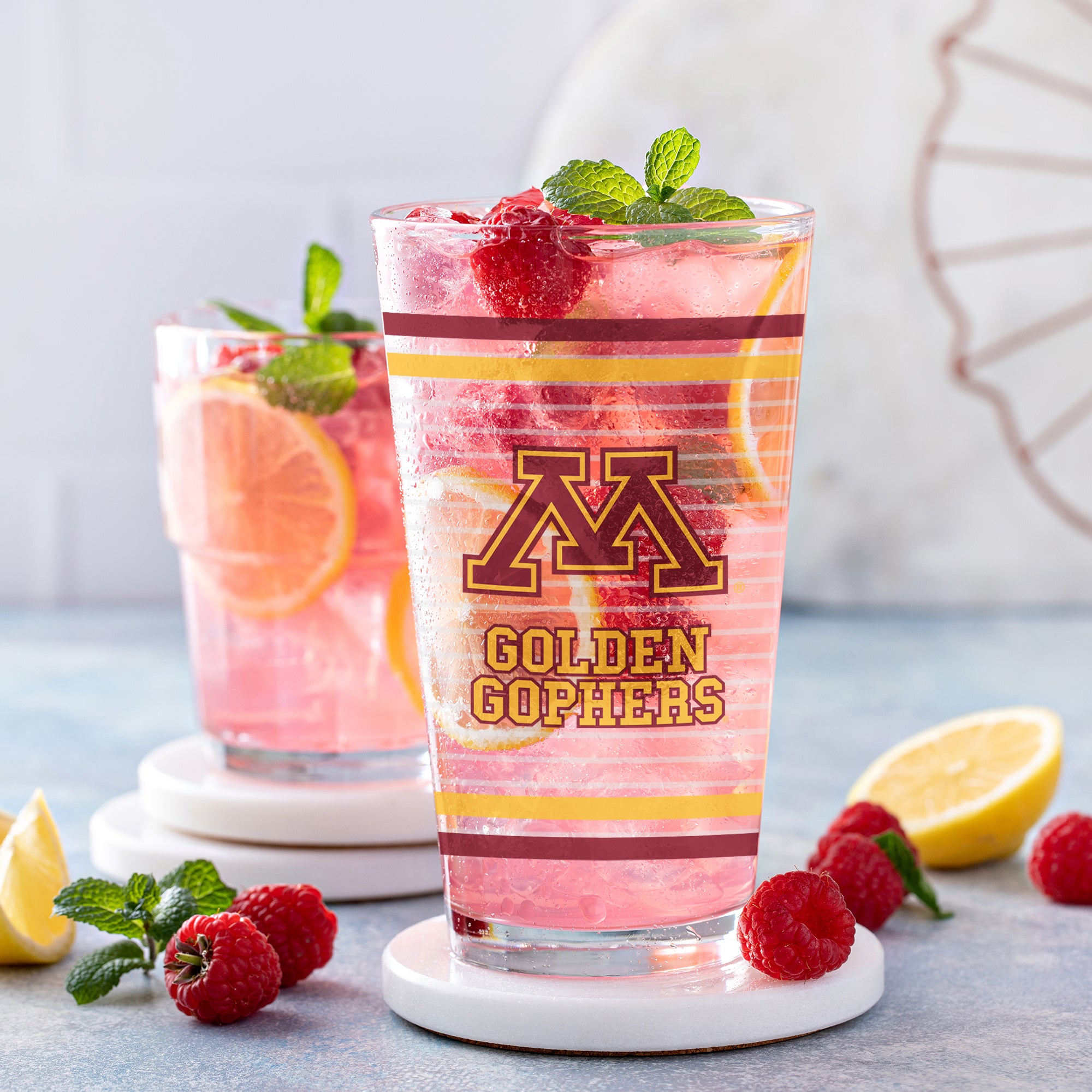 Set of 2 Minnesota Golden Gophers 16oz Ring Pints
