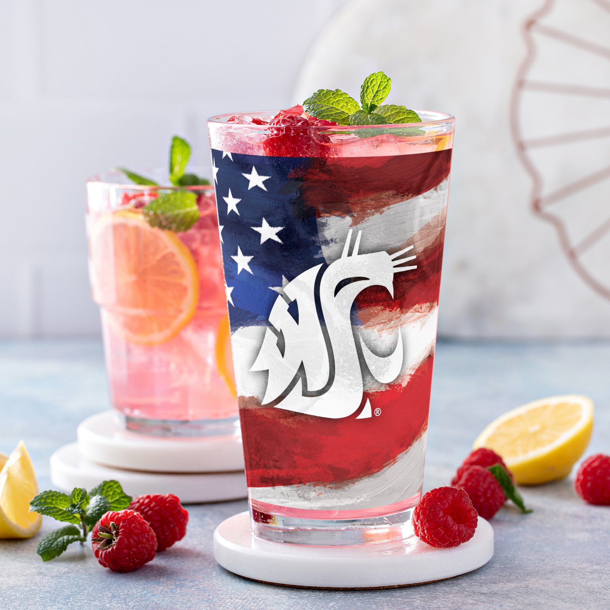 Set of 2 Washington State Cougars 16oz Americana Pints