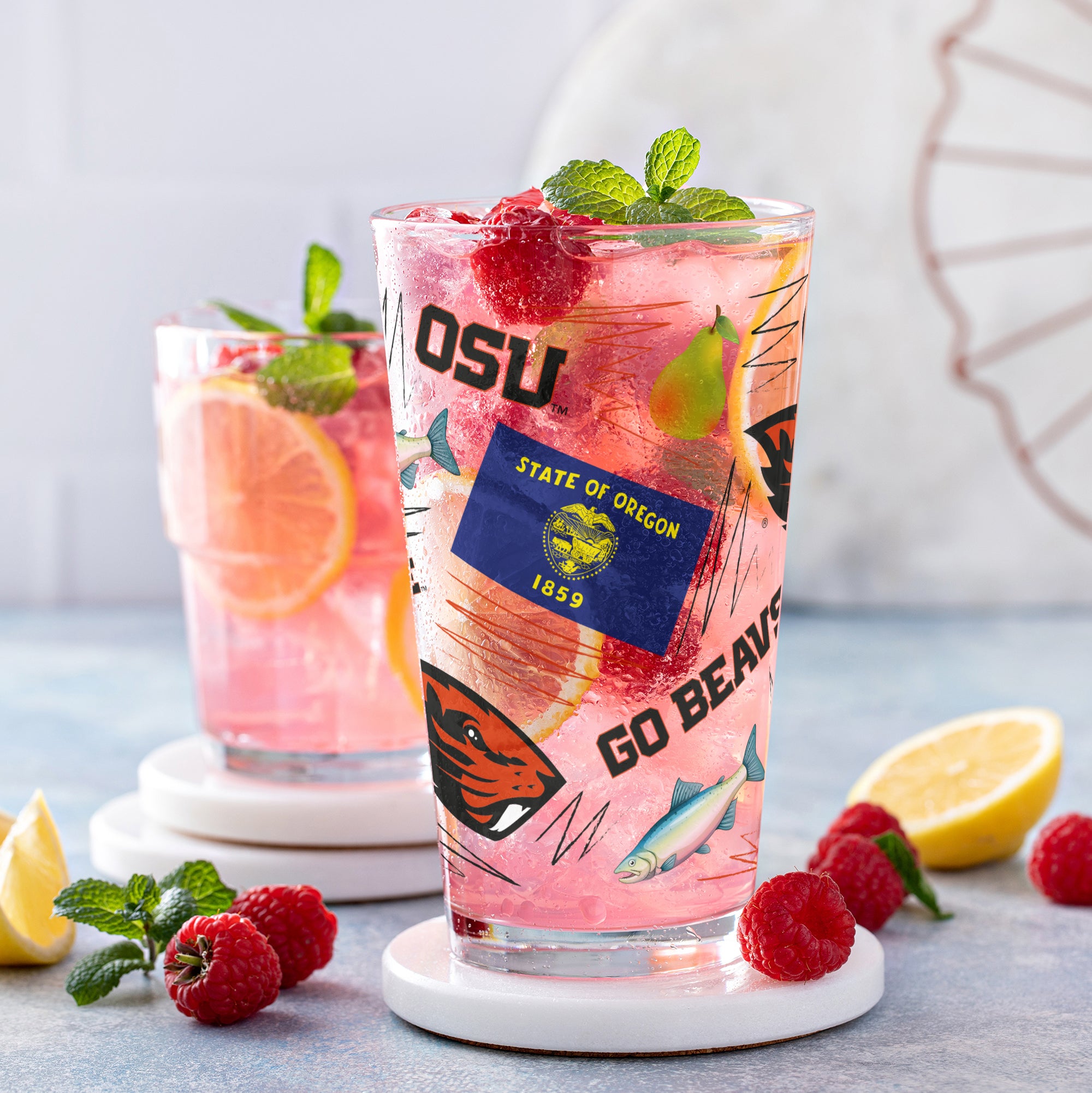 Set of 2 Oregon State Beavers Local 16oz Pints