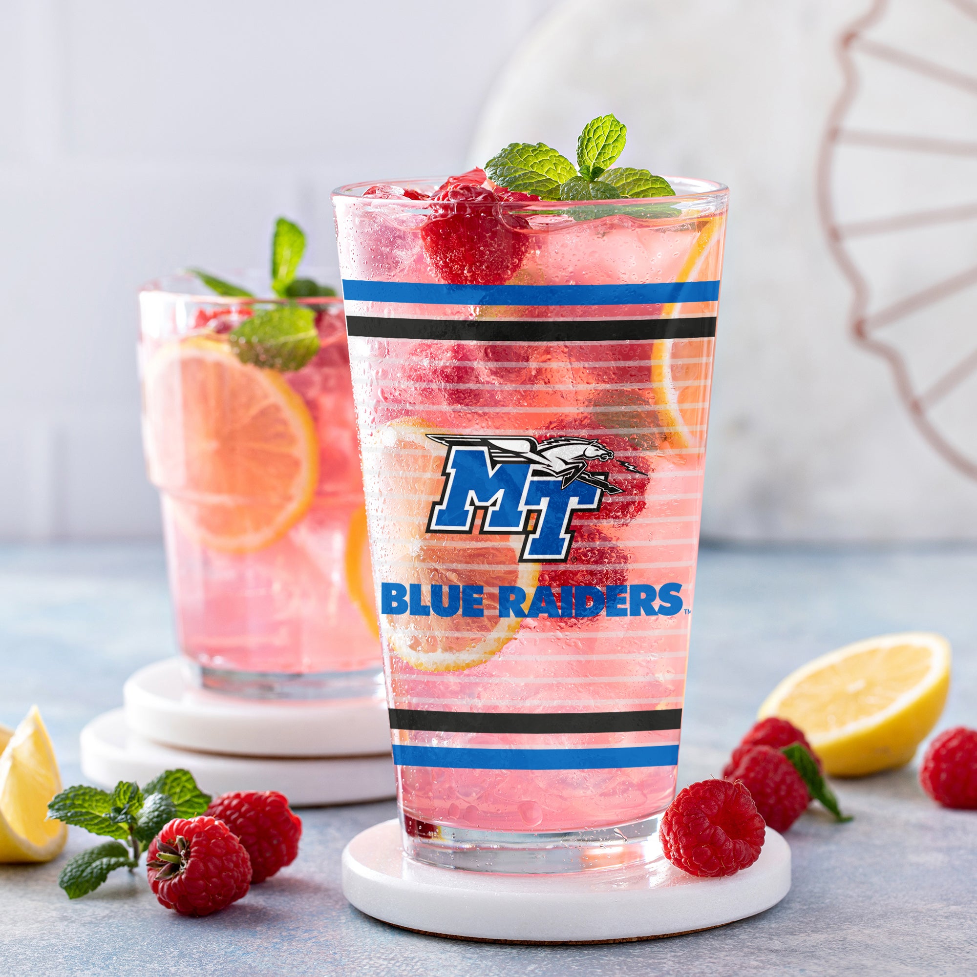 Set of 2 Middle Tennessee Blue Raiders 16oz Ring Pints